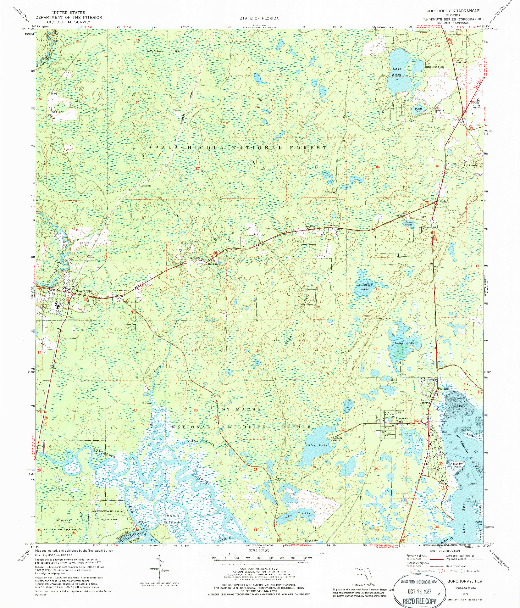 USGS 1:24000-SCALE QUADRANGLE FOR SOPCHOPPY, FL 1972