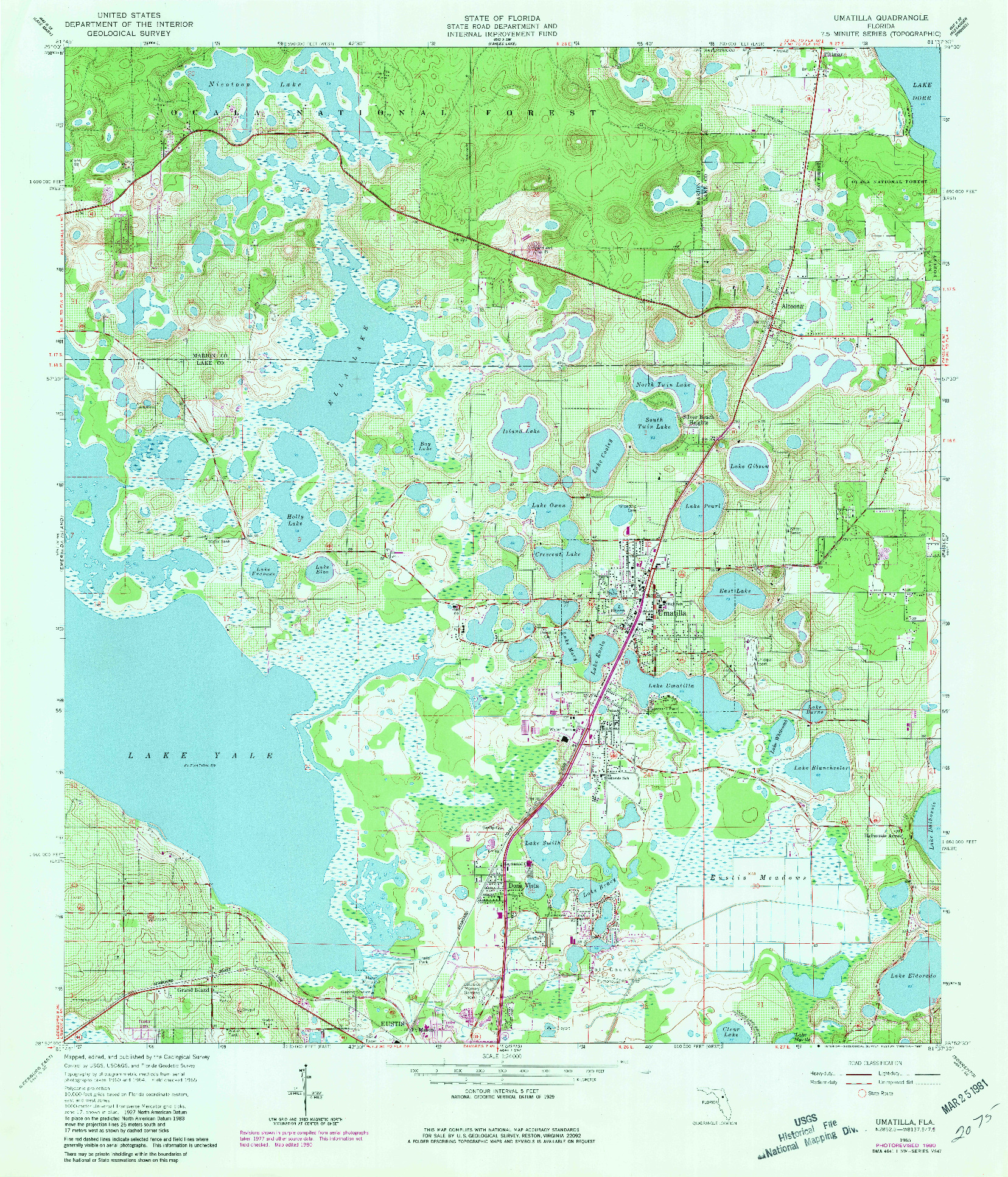 USGS 1:24000-SCALE QUADRANGLE FOR UMATILLA, FL 1965