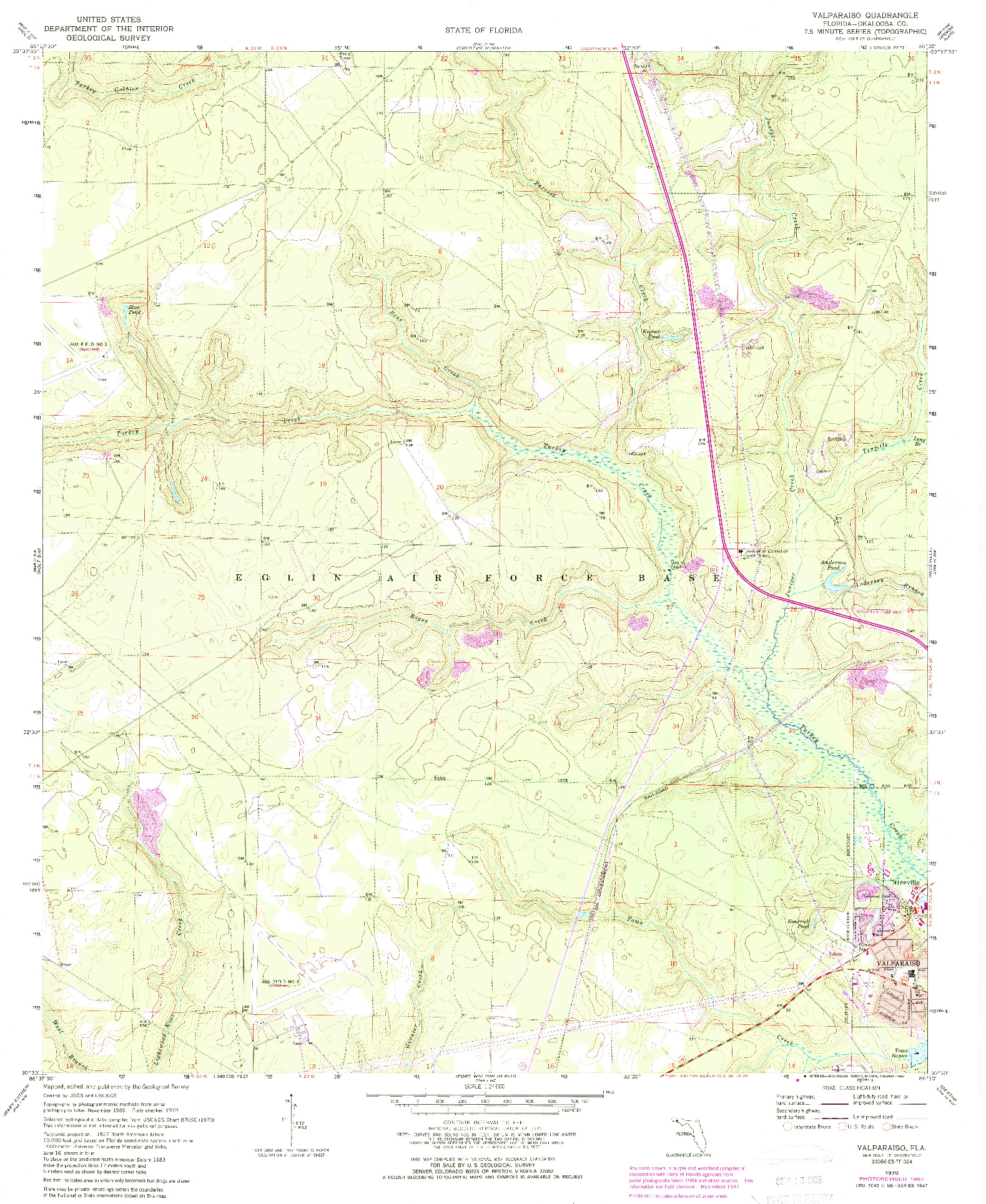 USGS 1:24000-SCALE QUADRANGLE FOR VALPARAISO, FL 1970