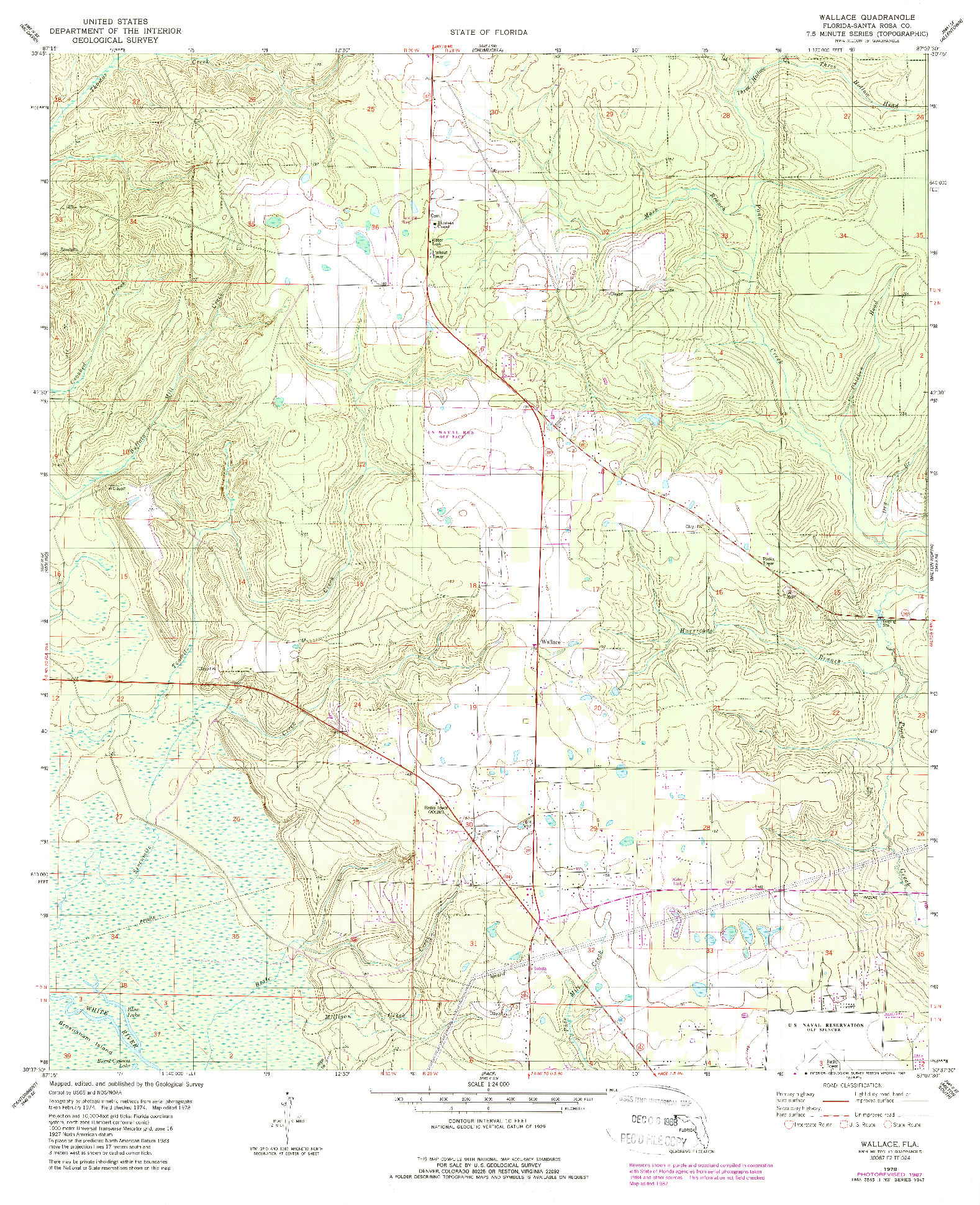 USGS 1:24000-SCALE QUADRANGLE FOR WALLACE, FL 1978