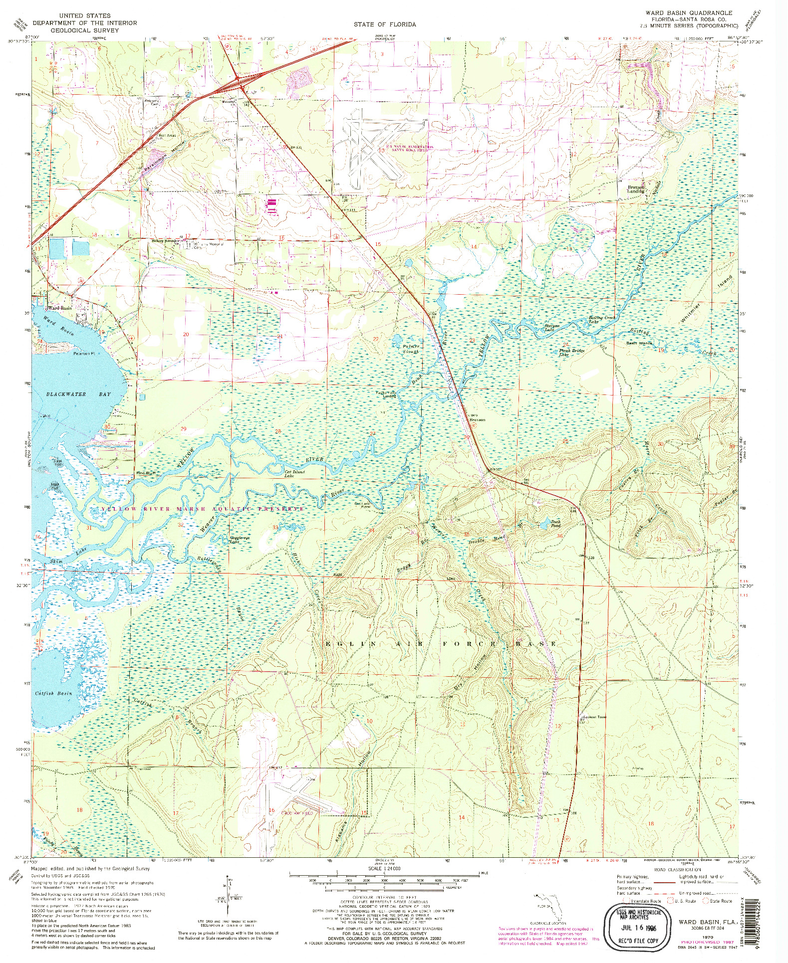 USGS 1:24000-SCALE QUADRANGLE FOR WARD BASIN, FL 1970