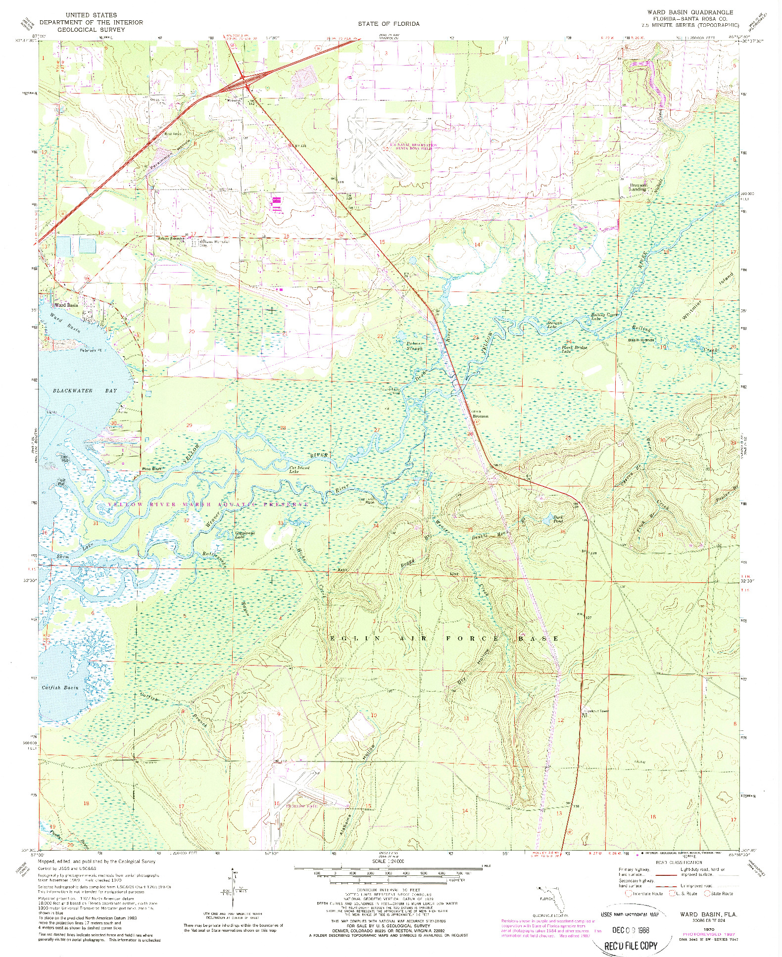 USGS 1:24000-SCALE QUADRANGLE FOR WARD BASIN, FL 1970