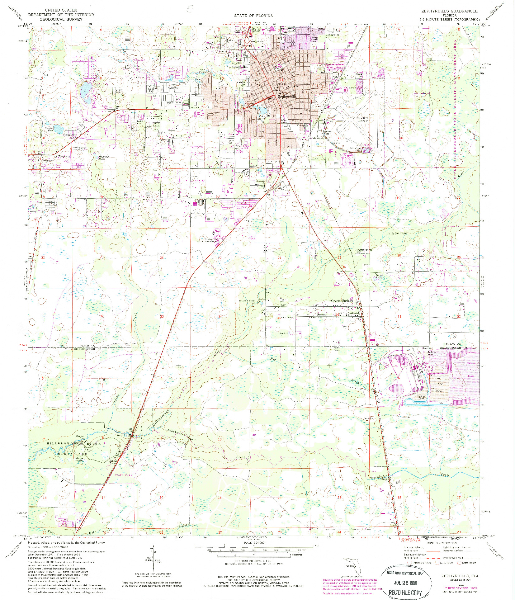 USGS 1:24000-SCALE QUADRANGLE FOR ZEPHYRHILLS, FL 1975