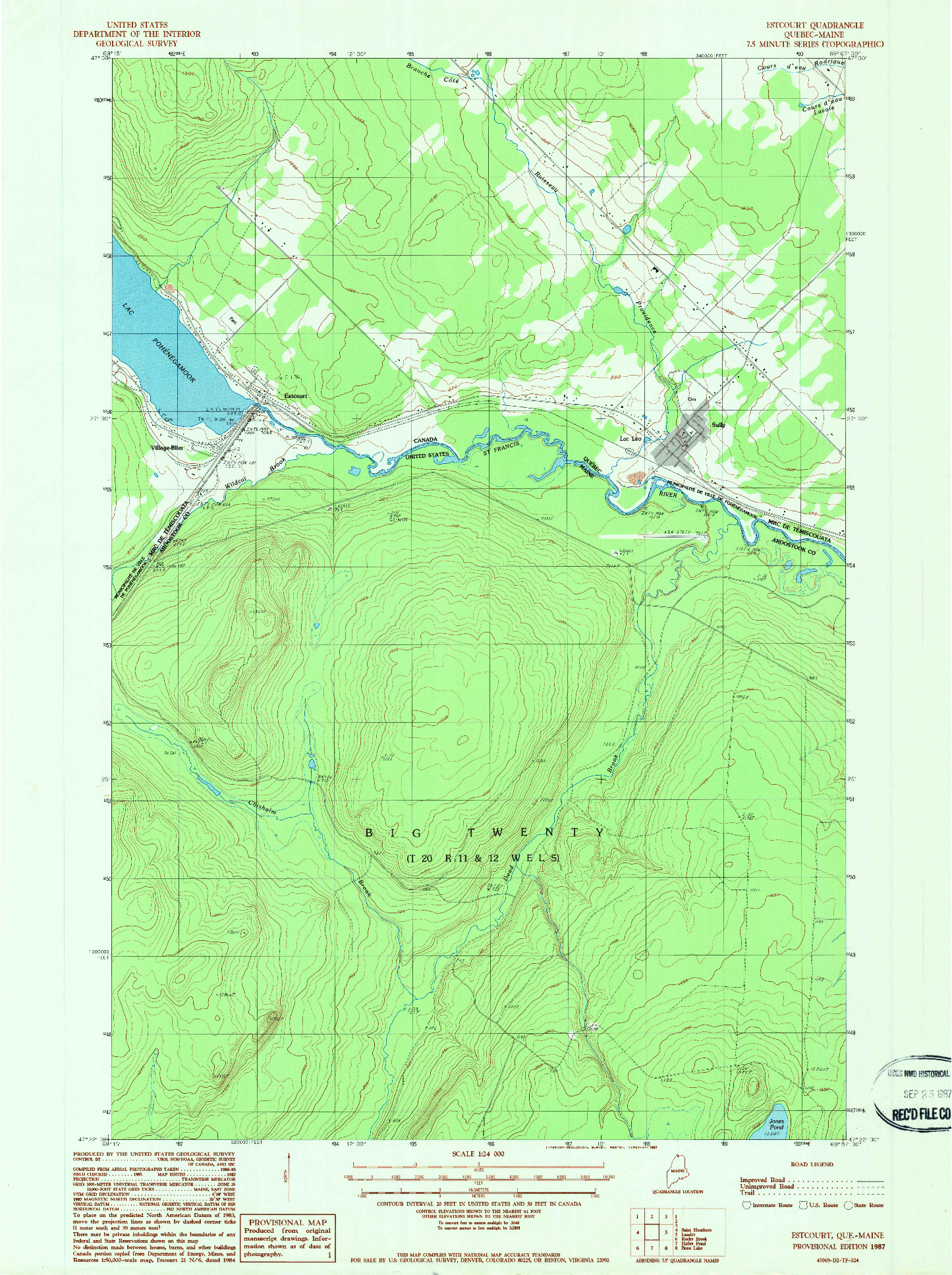 USGS 1:24000-SCALE QUADRANGLE FOR ESTCOURT, ME 1987