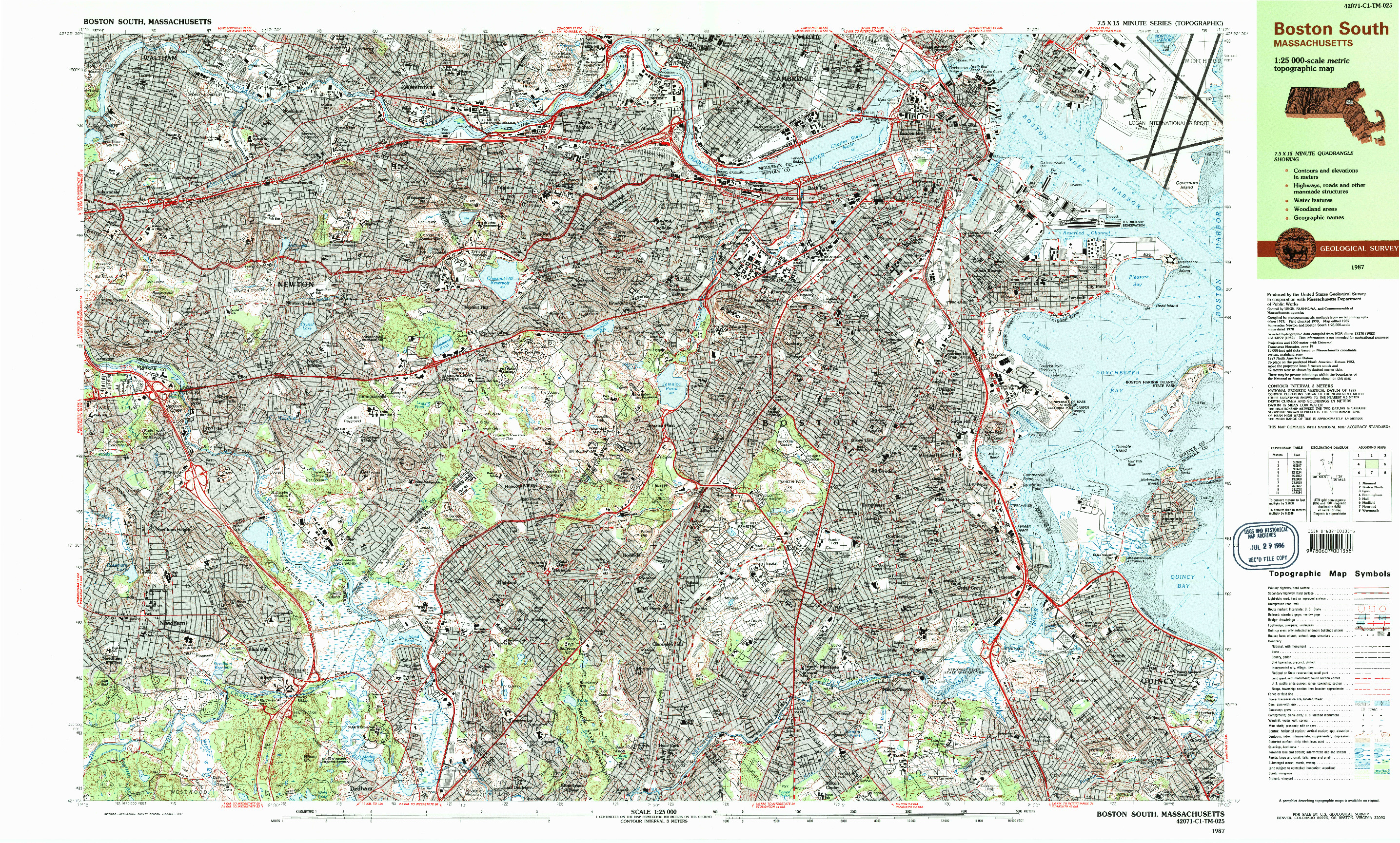 USGS 1:25000-SCALE QUADRANGLE FOR BOSTON SOUTH, MA 1987
