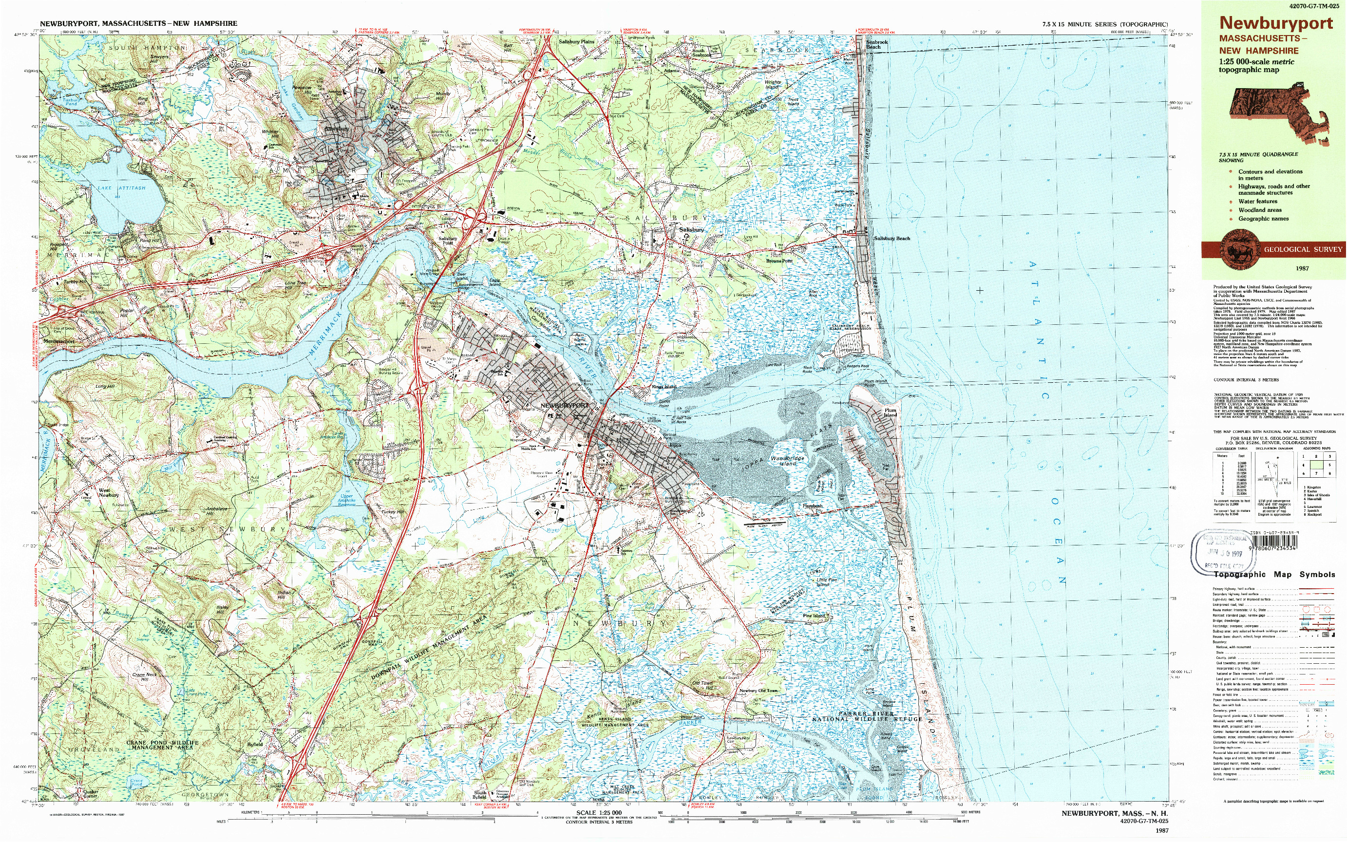 USGS 1:25000-SCALE QUADRANGLE FOR NEWBURYPORT, MA 1987