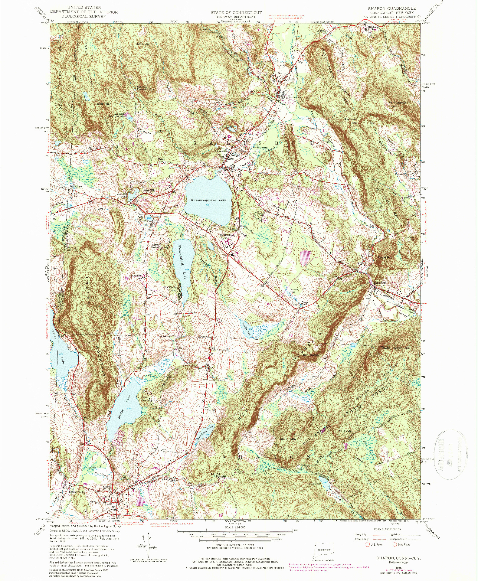 USGS 1:24000-SCALE QUADRANGLE FOR SHARON, CT 1956