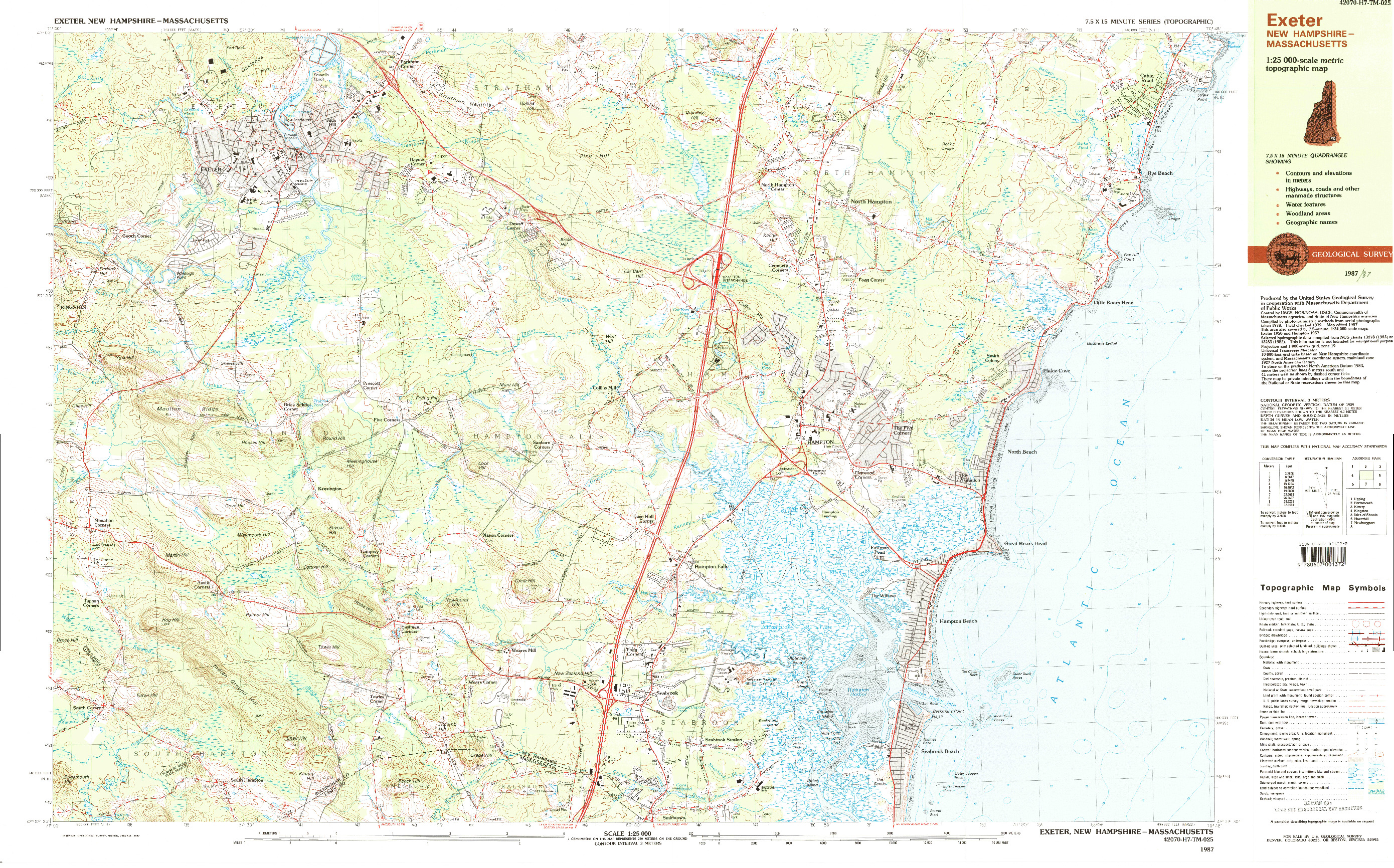 USGS 1:25000-SCALE QUADRANGLE FOR EXETER, NH 1987