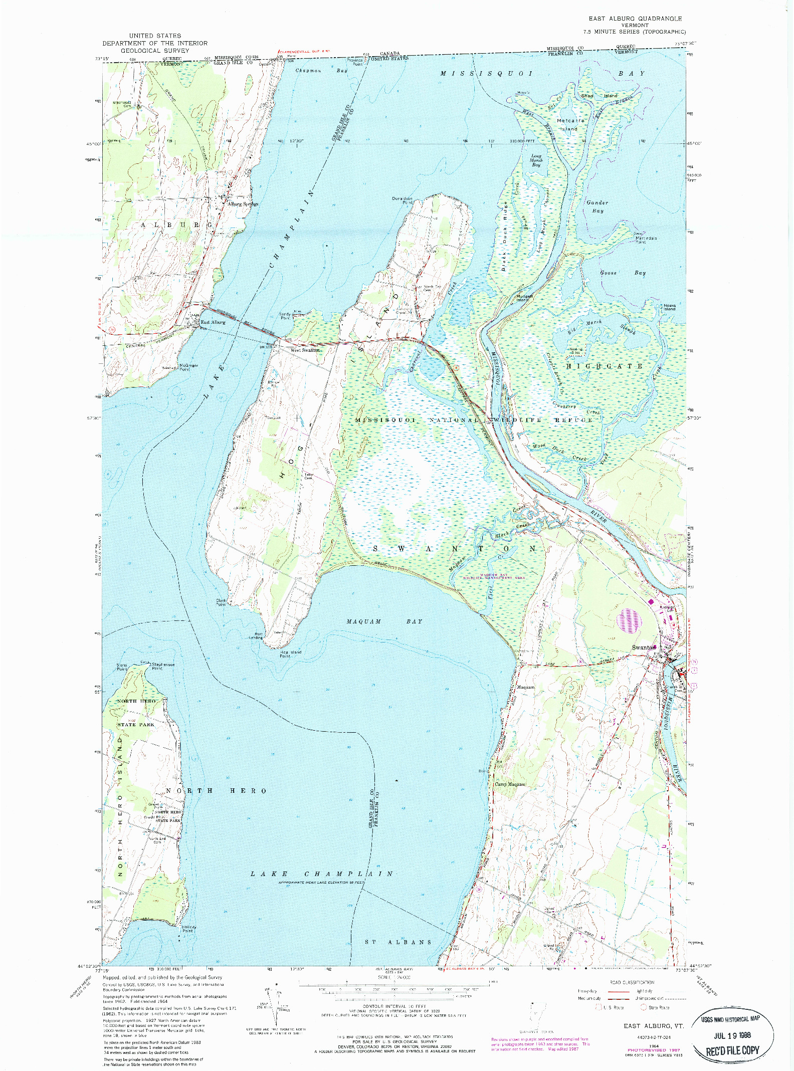 USGS 1:24000-SCALE QUADRANGLE FOR EAST ALBURG, VT 1964