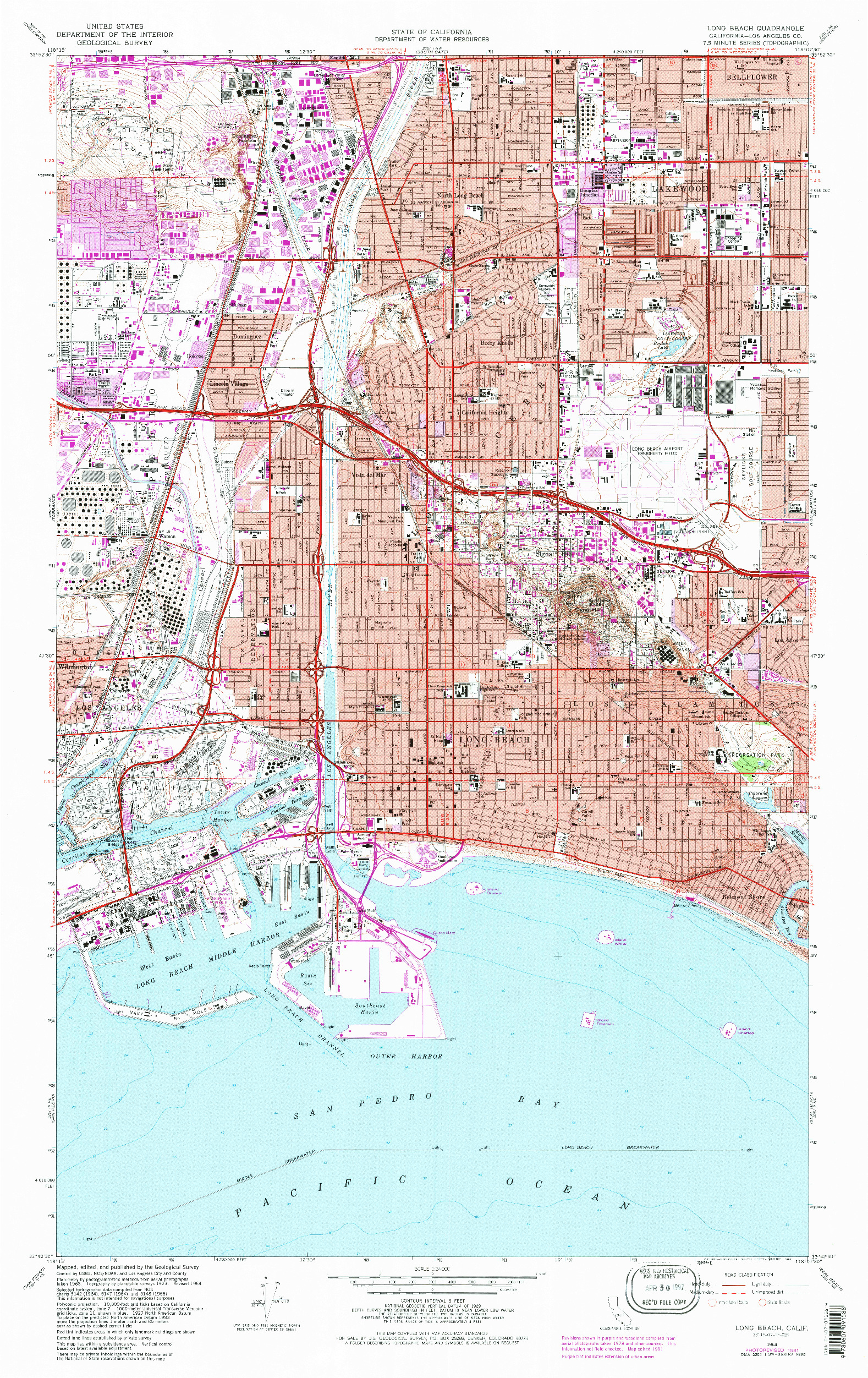 USGS 1:24000-SCALE QUADRANGLE FOR LONG BEACH, CA 1964