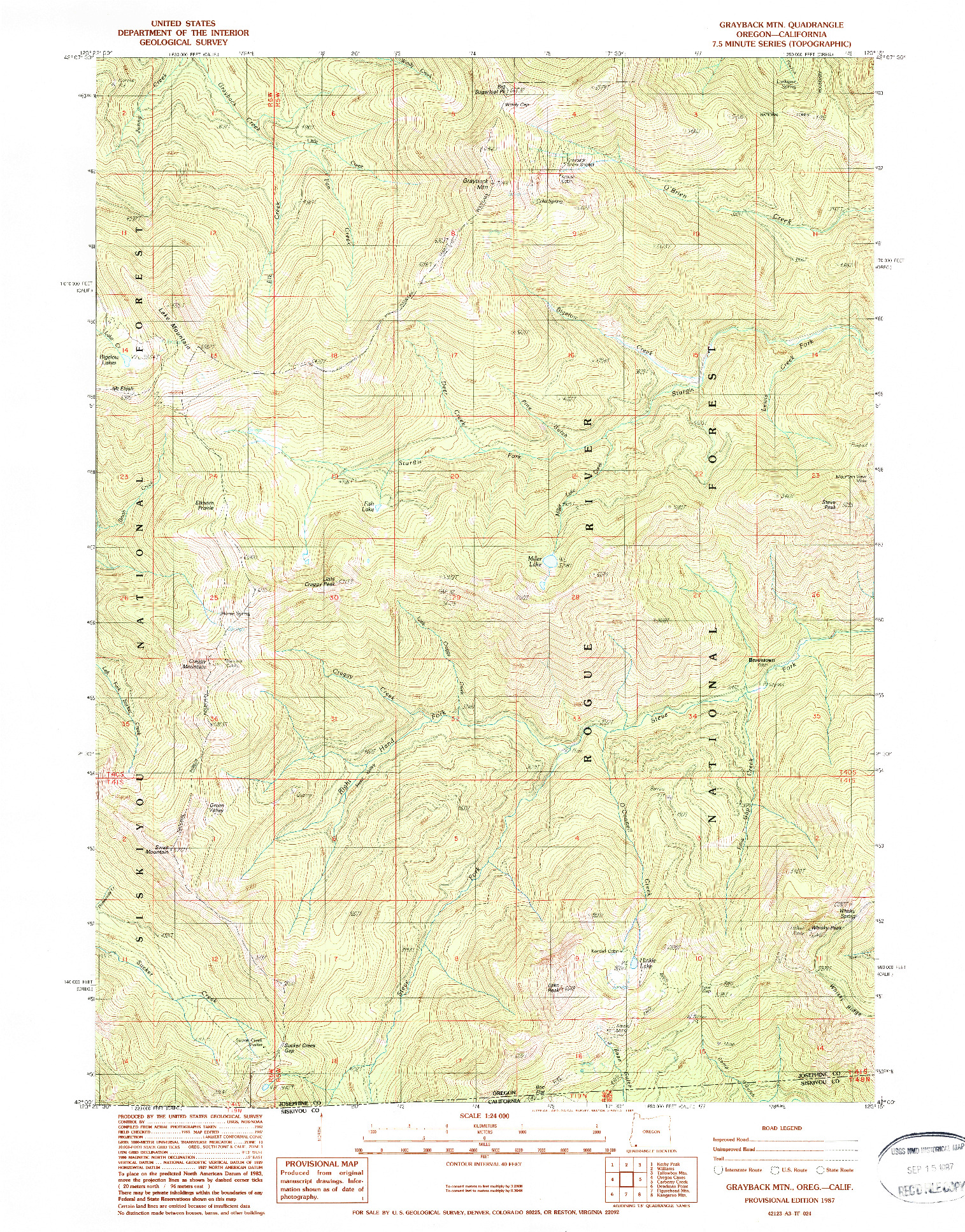 USGS 1:24000-SCALE QUADRANGLE FOR GRAYBACK MOUNTAIN, OR 1987