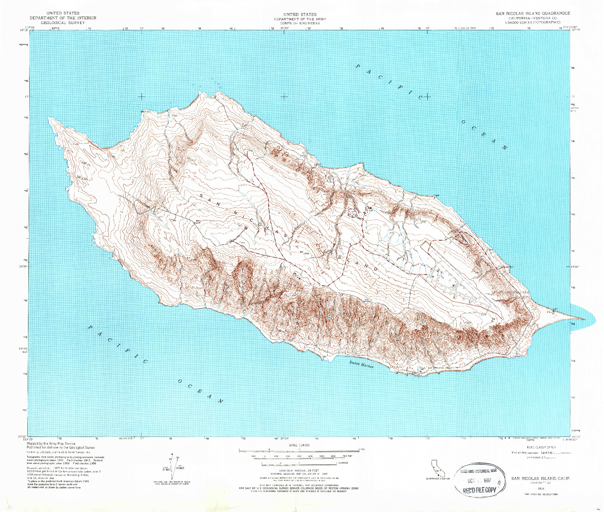 USGS 1:24000-SCALE QUADRANGLE FOR SAN NICOLAS ISLAND, CA 1956