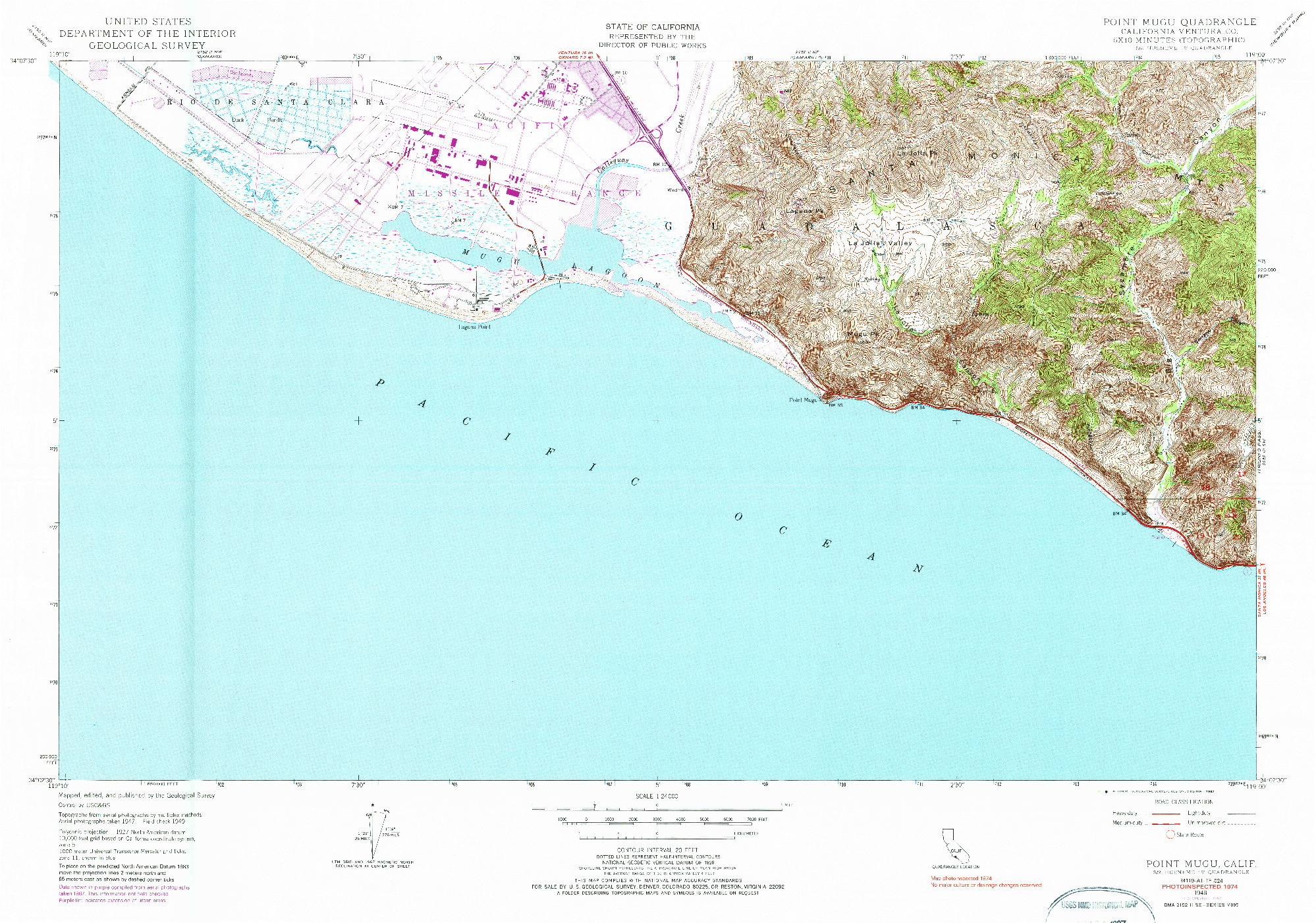 USGS 1:24000-SCALE QUADRANGLE FOR POINT MUGU, CA 1949