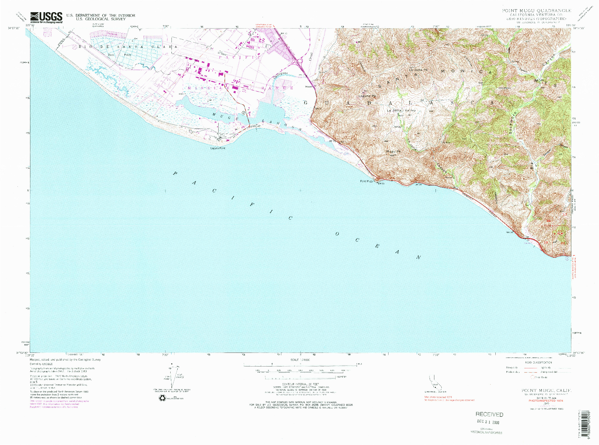 USGS 1:24000-SCALE QUADRANGLE FOR POINT MUGU, CA 1949