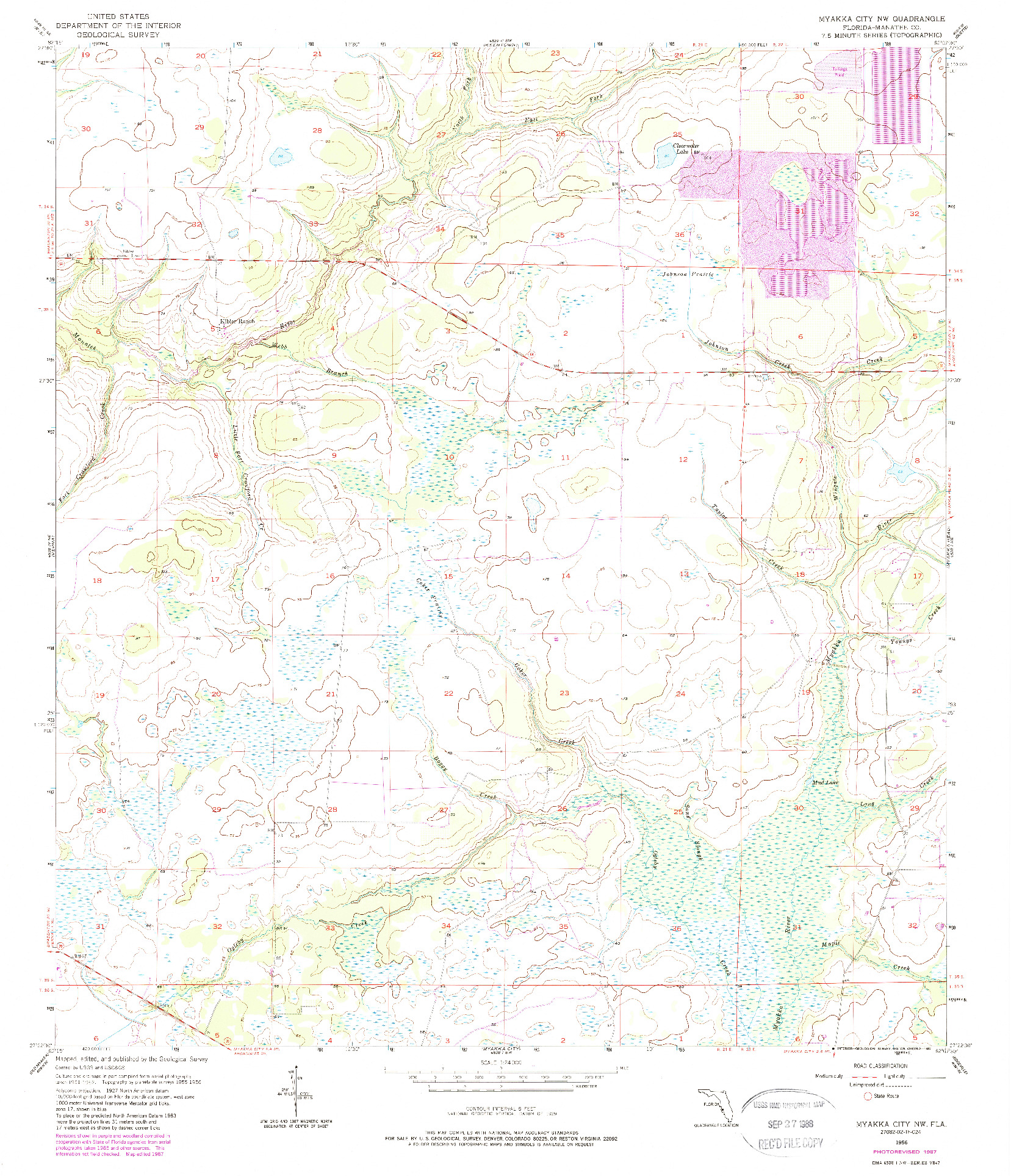 USGS 1:24000-SCALE QUADRANGLE FOR MYAKKA CITY NW, FL 1956