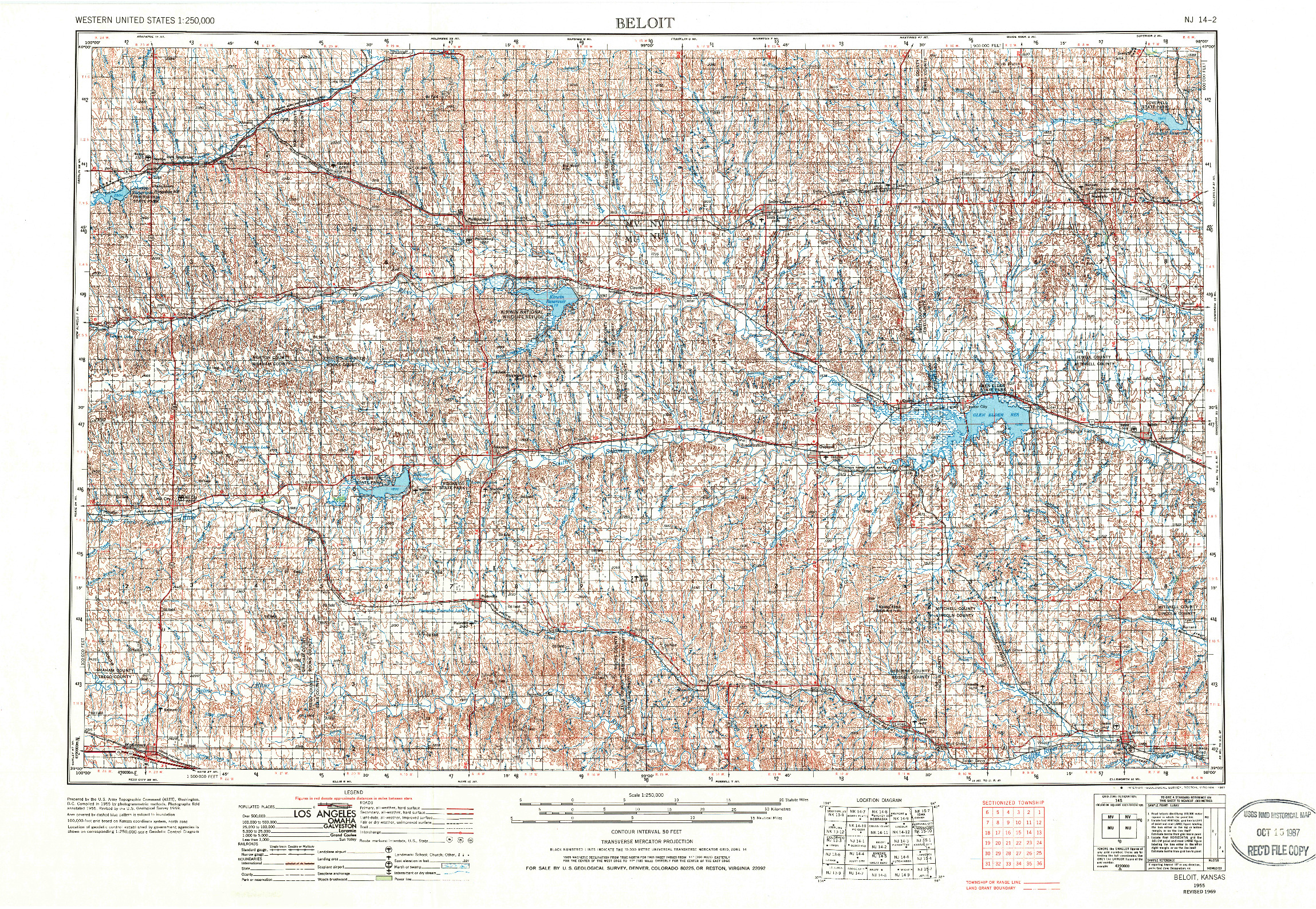 USGS 1:250000-SCALE QUADRANGLE FOR BELOIT, KS 1955