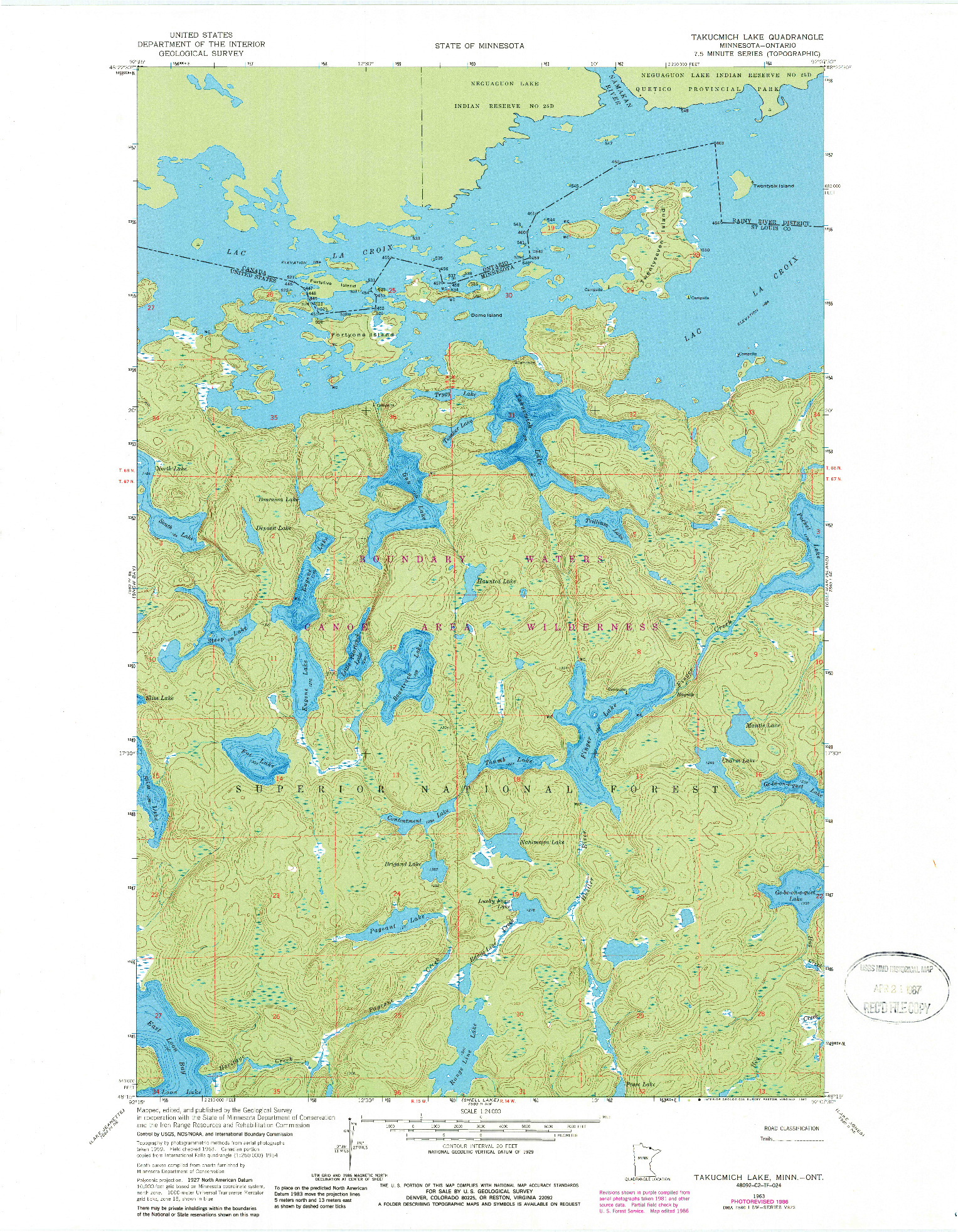 USGS 1:24000-SCALE QUADRANGLE FOR TAKUCMICH LAKE, MN 1963