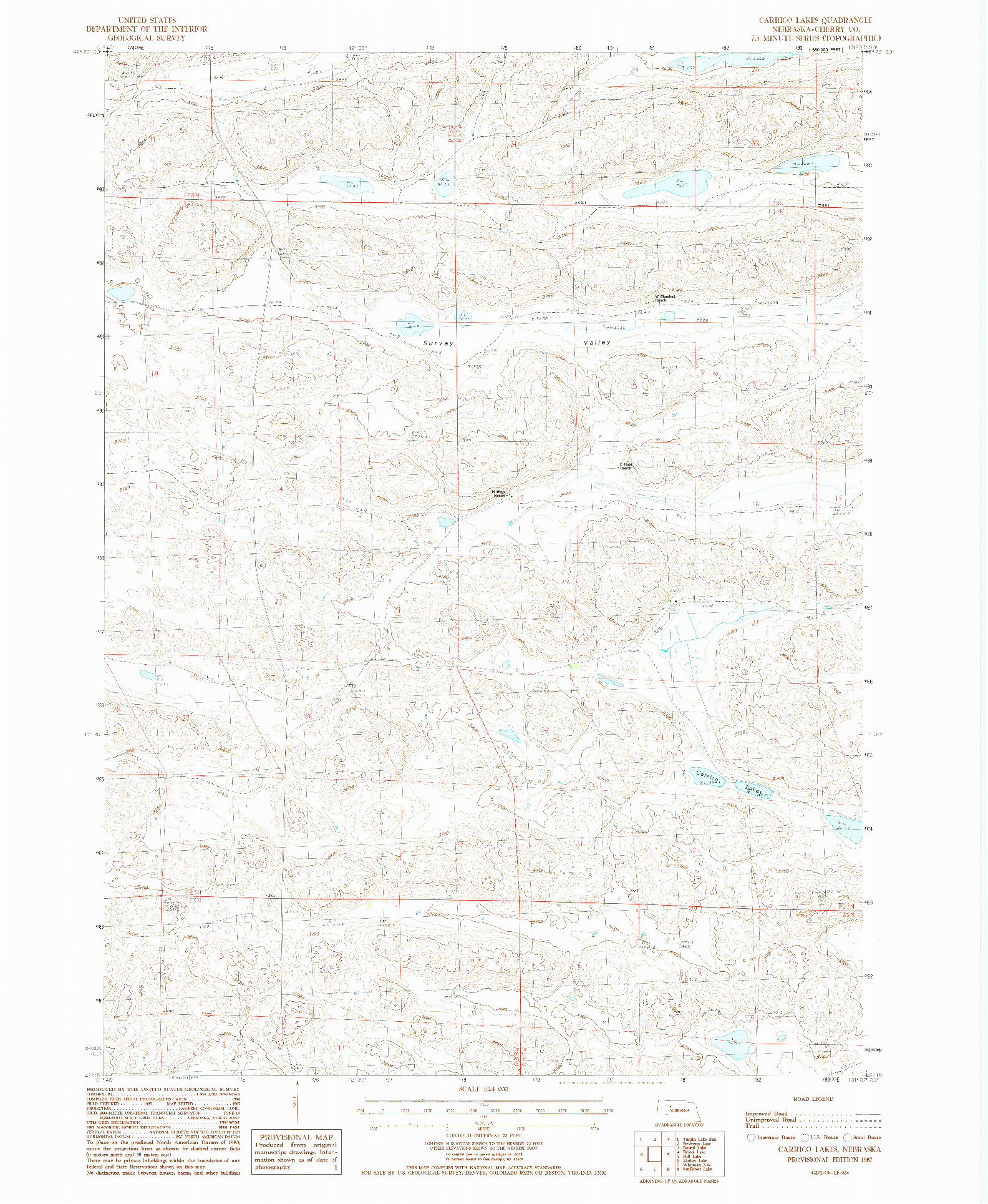 USGS 1:24000-SCALE QUADRANGLE FOR CARRICO LAKES, NE 1987