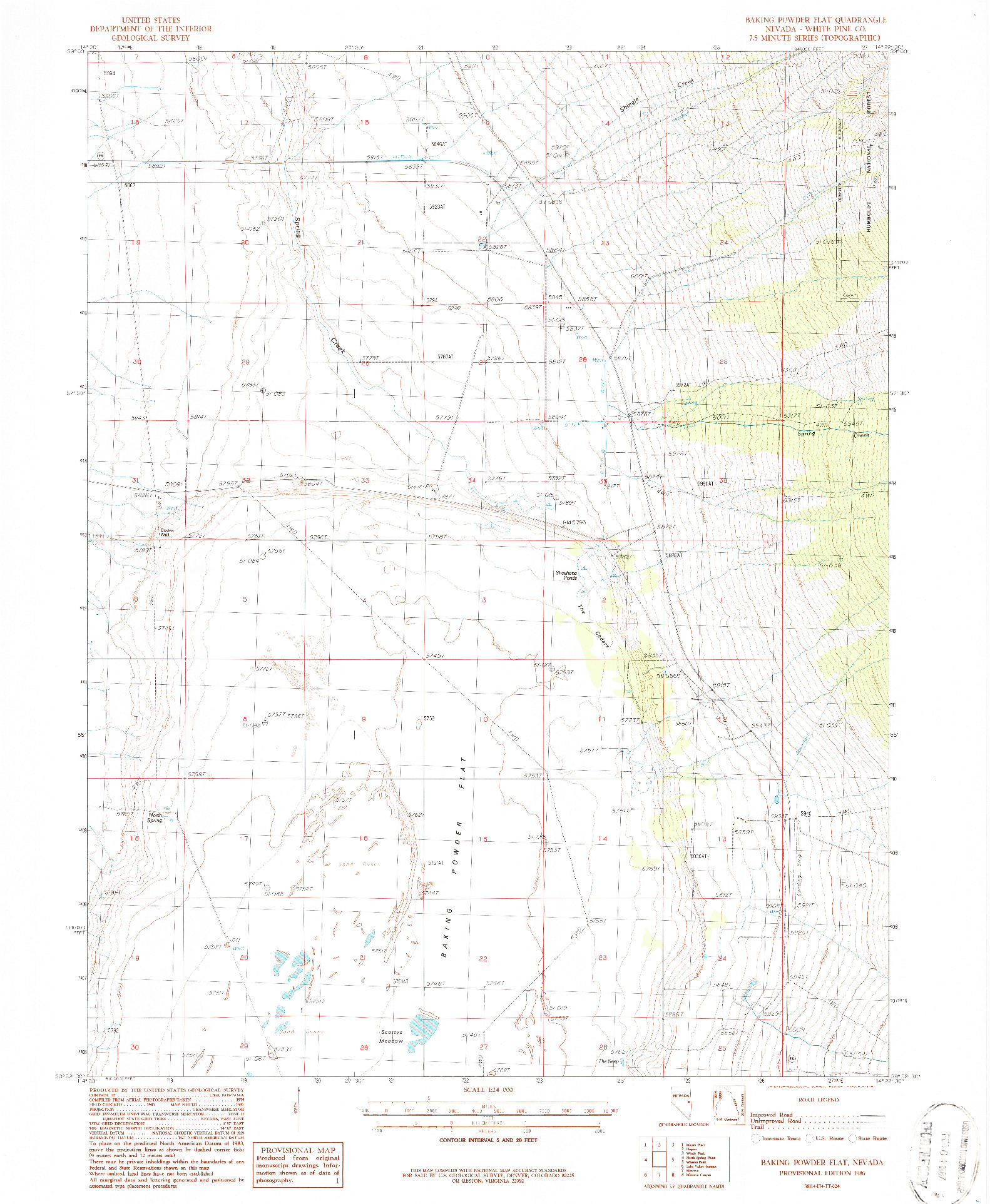 USGS 1:24000-SCALE QUADRANGLE FOR BAKING POWDER FLAT, NV 1986