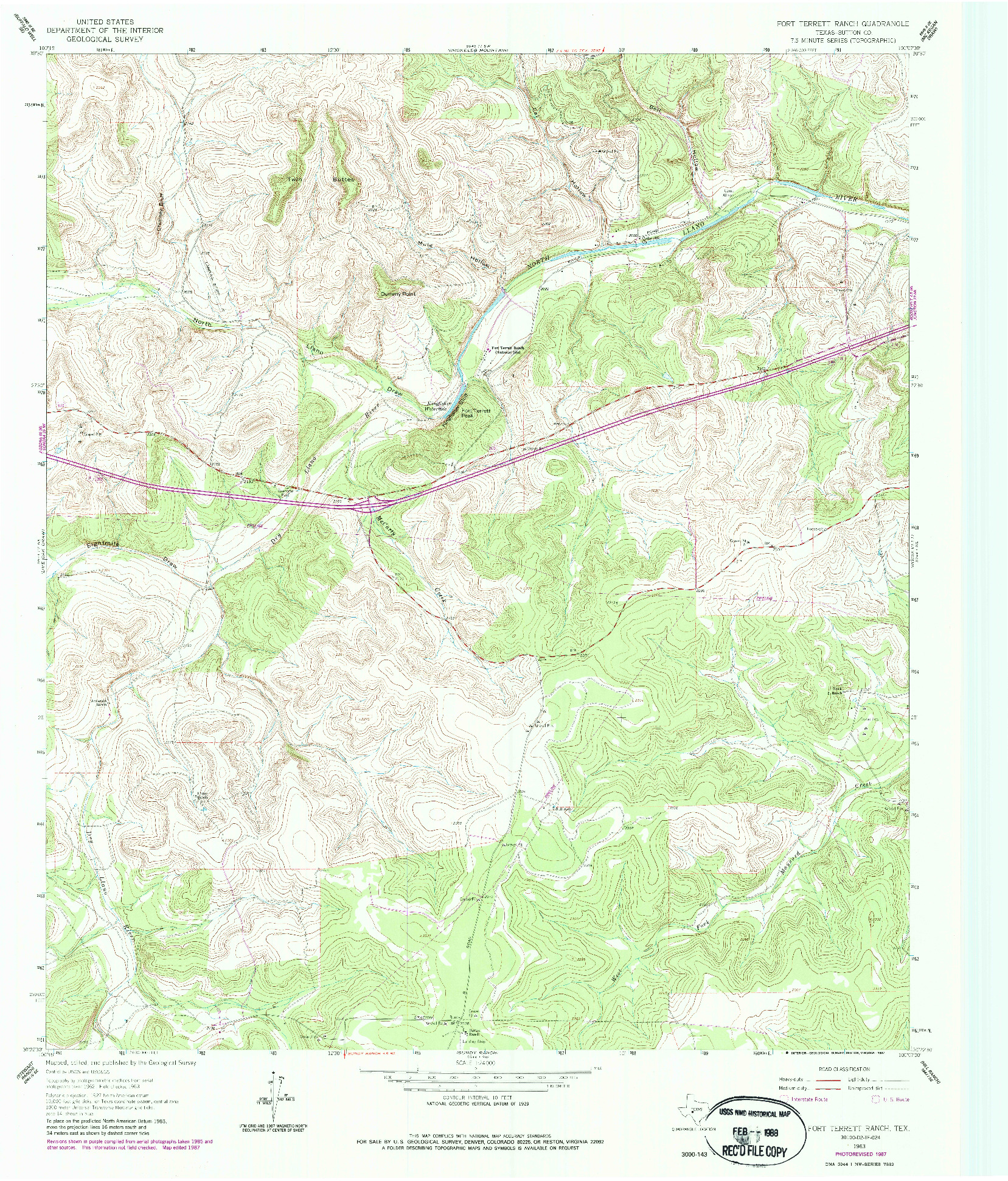 USGS 1:24000-SCALE QUADRANGLE FOR FORT TERRETT RANCH, TX 1963