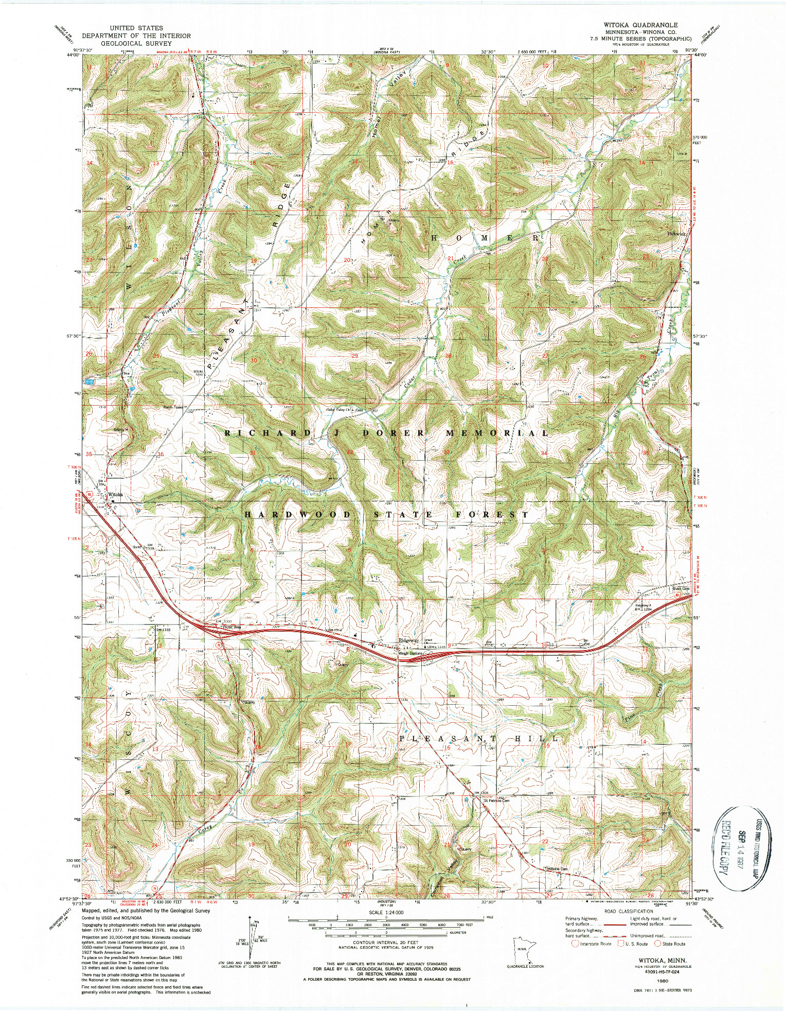 USGS 1:24000-SCALE QUADRANGLE FOR WITOKA, MN 1980