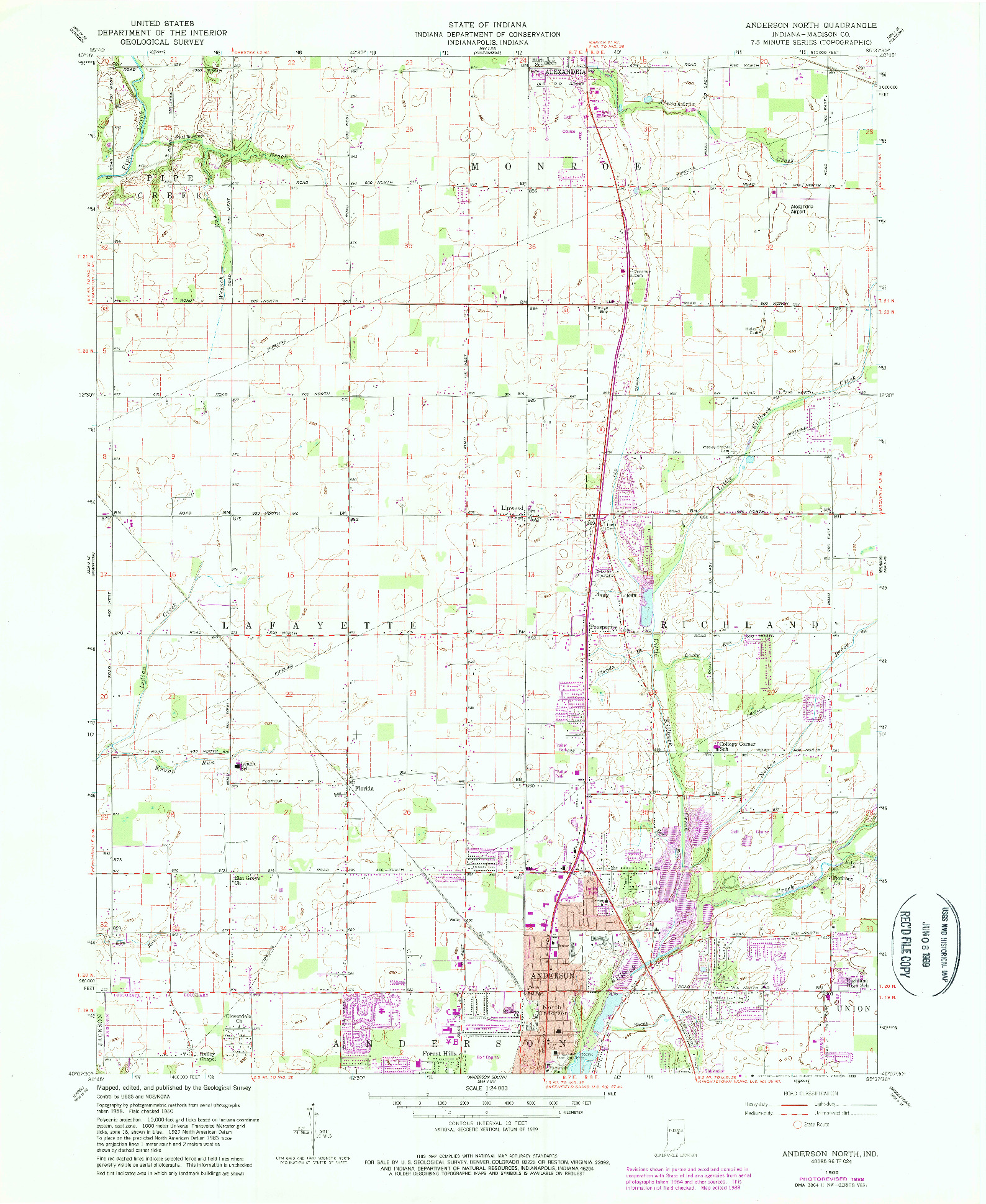 USGS 1:24000-SCALE QUADRANGLE FOR ANDERSON NORTH, IN 1960