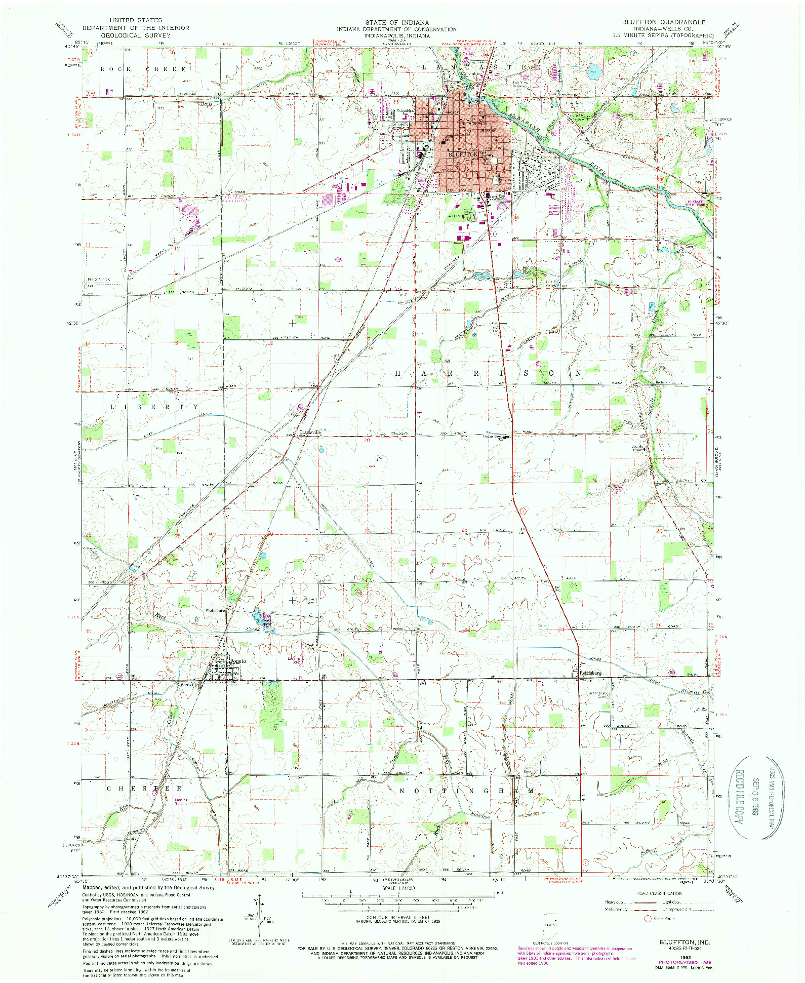 USGS 1:24000-SCALE QUADRANGLE FOR BLUFFTON, IN 1962
