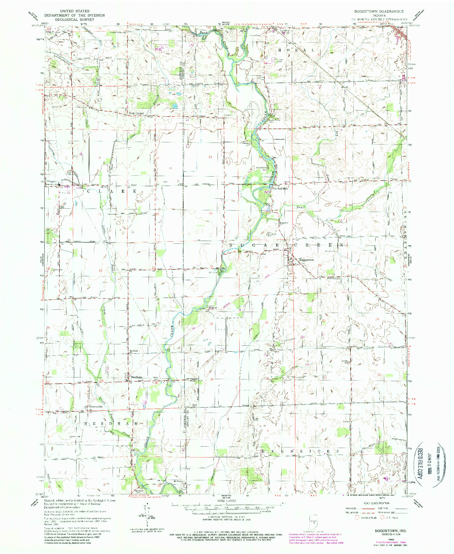 USGS 1:24000-SCALE QUADRANGLE FOR BOGGSTOWN, IN 1962