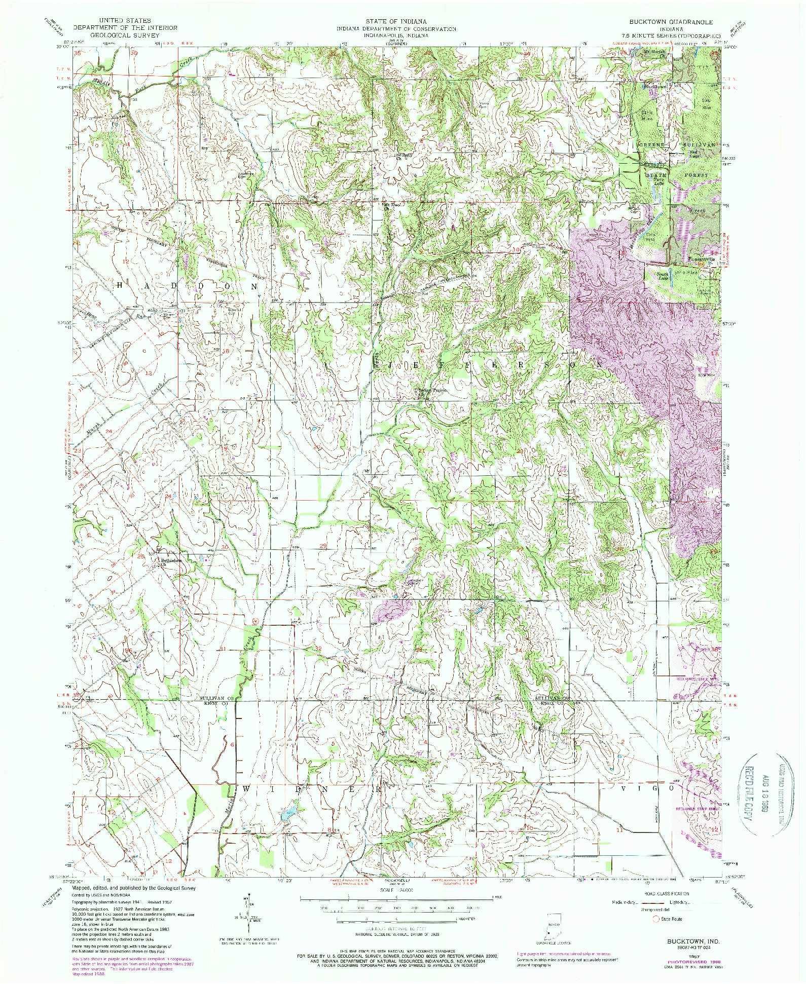 USGS 1:24000-SCALE QUADRANGLE FOR BUCKTOWN, IN 1957