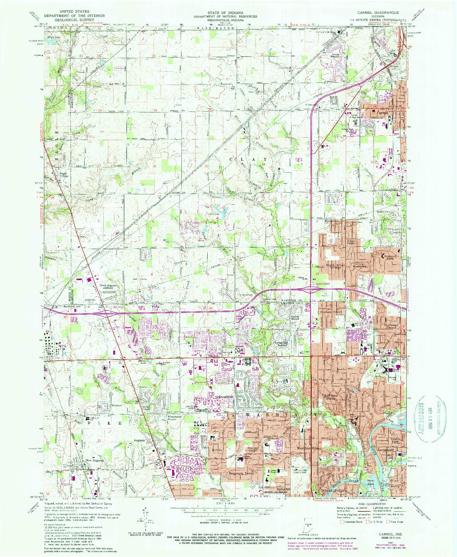USGS 1:24000-SCALE QUADRANGLE FOR CARMEL, IN 1967