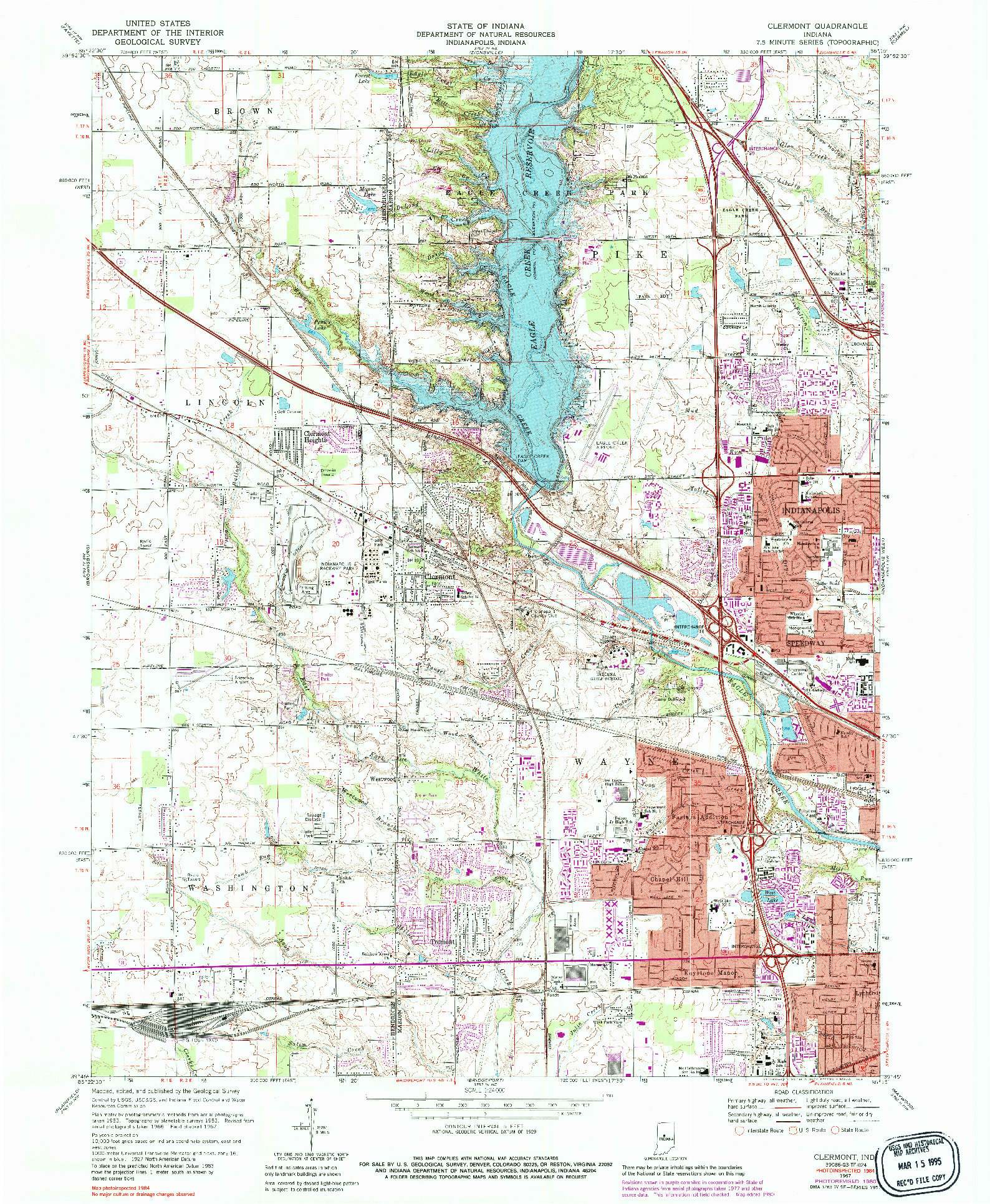 USGS 1:24000-SCALE QUADRANGLE FOR CLERMONT, IN 1967