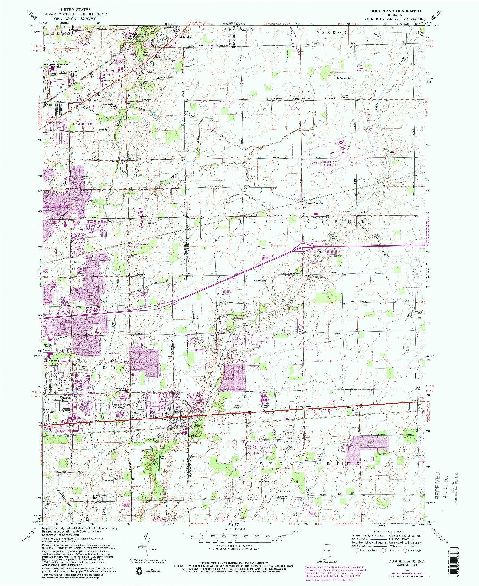 USGS 1:24000-SCALE QUADRANGLE FOR CUMBERLAND, IN 1962