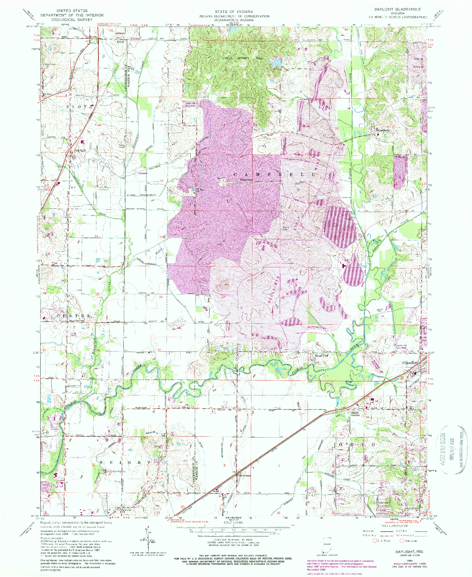 USGS 1:24000-SCALE QUADRANGLE FOR DAYLIGHT, IN 1961