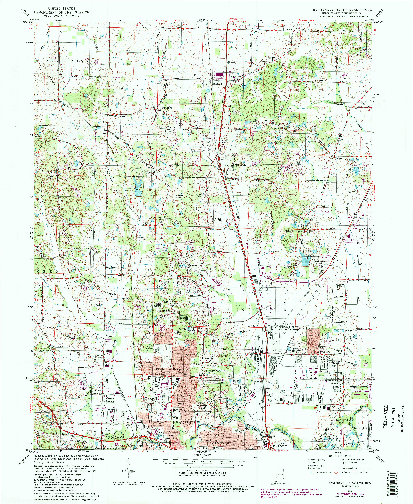USGS 1:24000-SCALE QUADRANGLE FOR EVANSVILLE NORTH, IN 1981