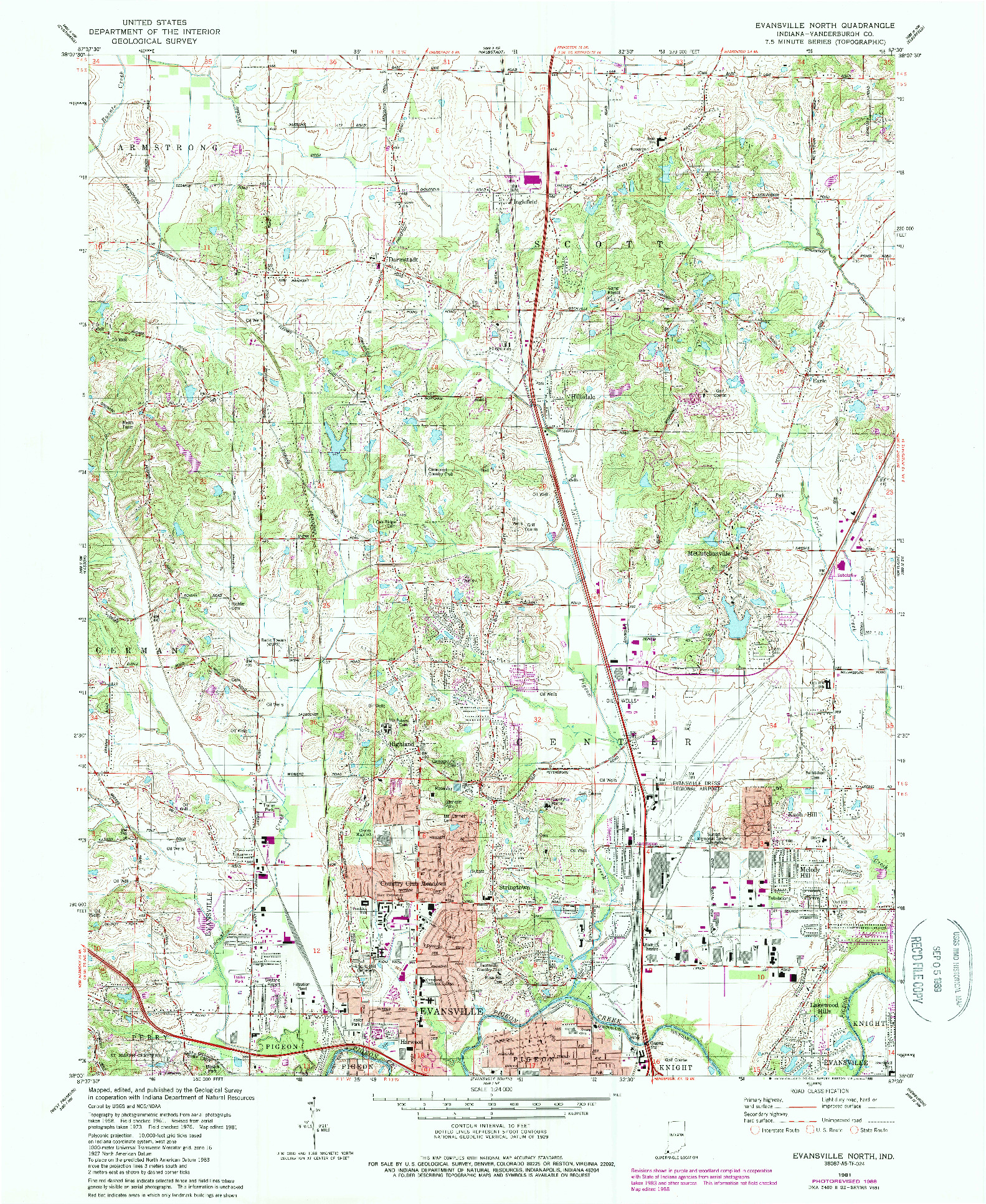 USGS 1:24000-SCALE QUADRANGLE FOR EVANSVILLE NORTH, IN 1981