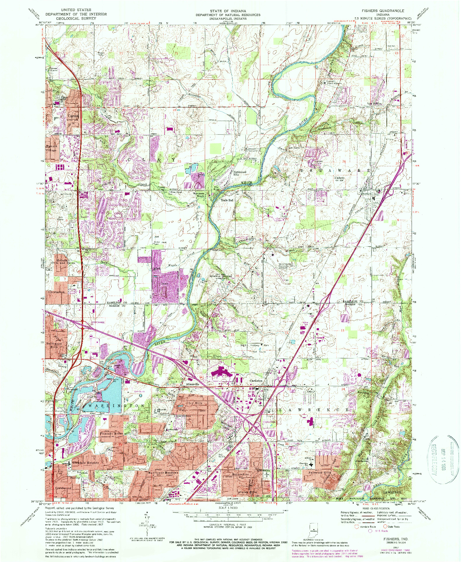 USGS 1:24000-SCALE QUADRANGLE FOR FISHERS, IN 1967