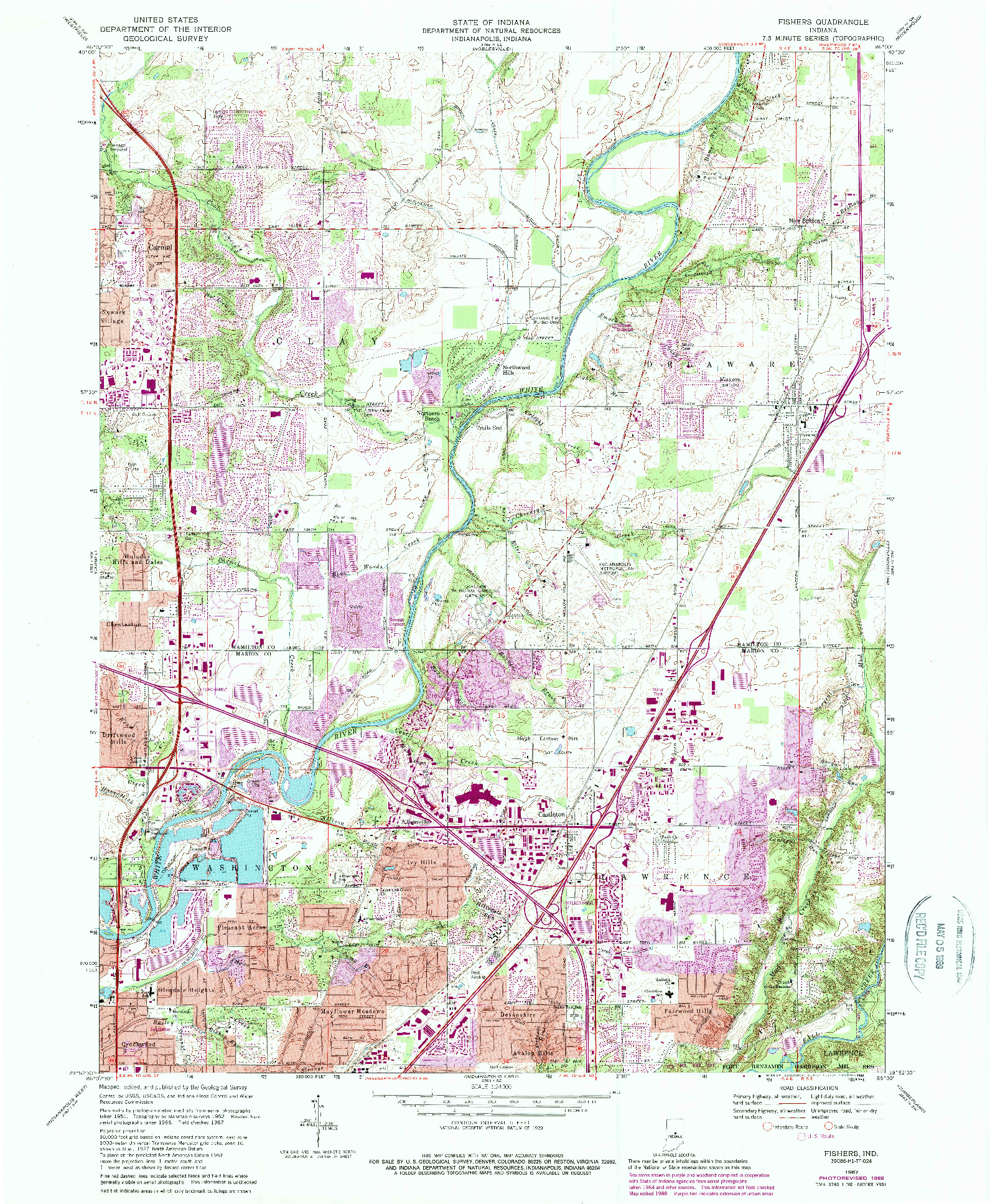 USGS 1:24000-SCALE QUADRANGLE FOR FISHERS, IN 1967