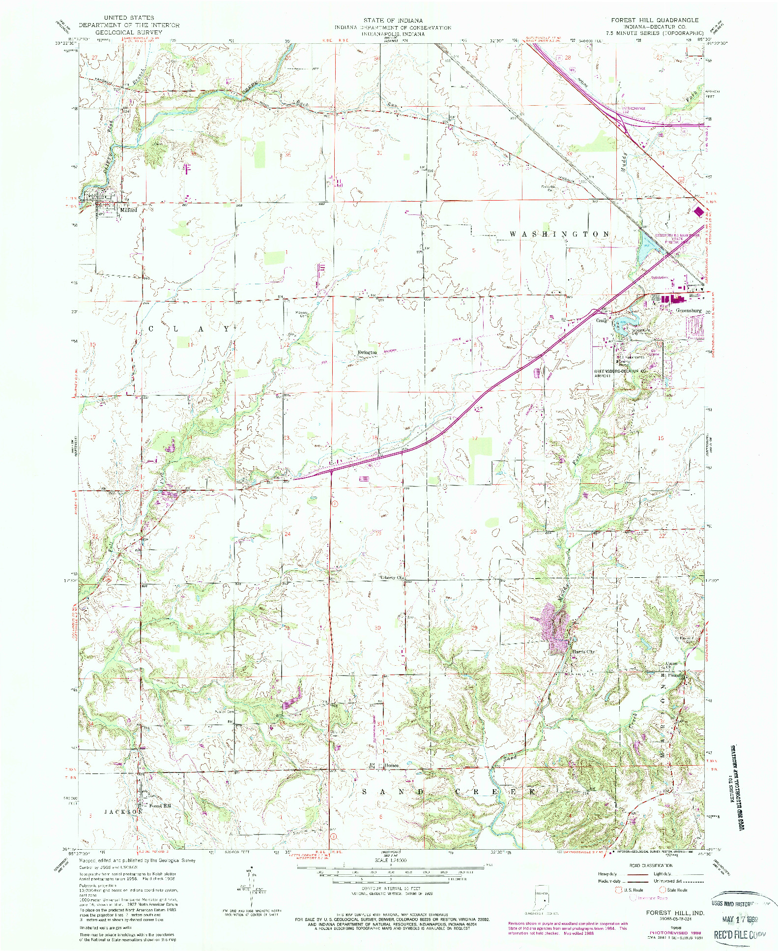 USGS 1:24000-SCALE QUADRANGLE FOR FOREST HILL, IN 1958