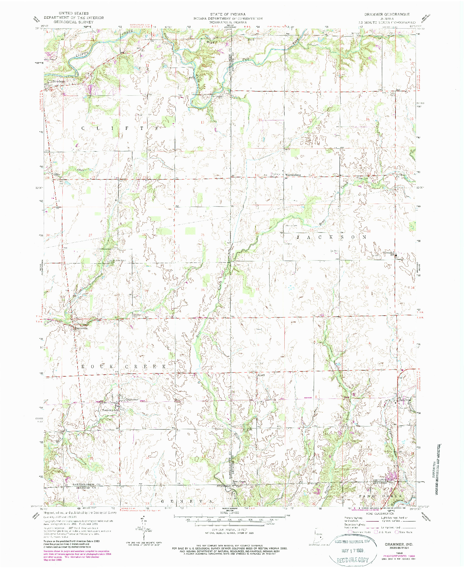 USGS 1:24000-SCALE QUADRANGLE FOR GRAMMER, IN 1958