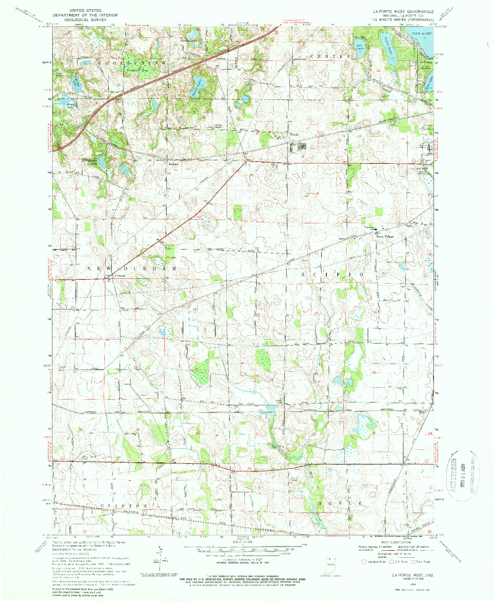 USGS 1:24000-SCALE QUADRANGLE FOR LA PORTE WEST, IN 1969