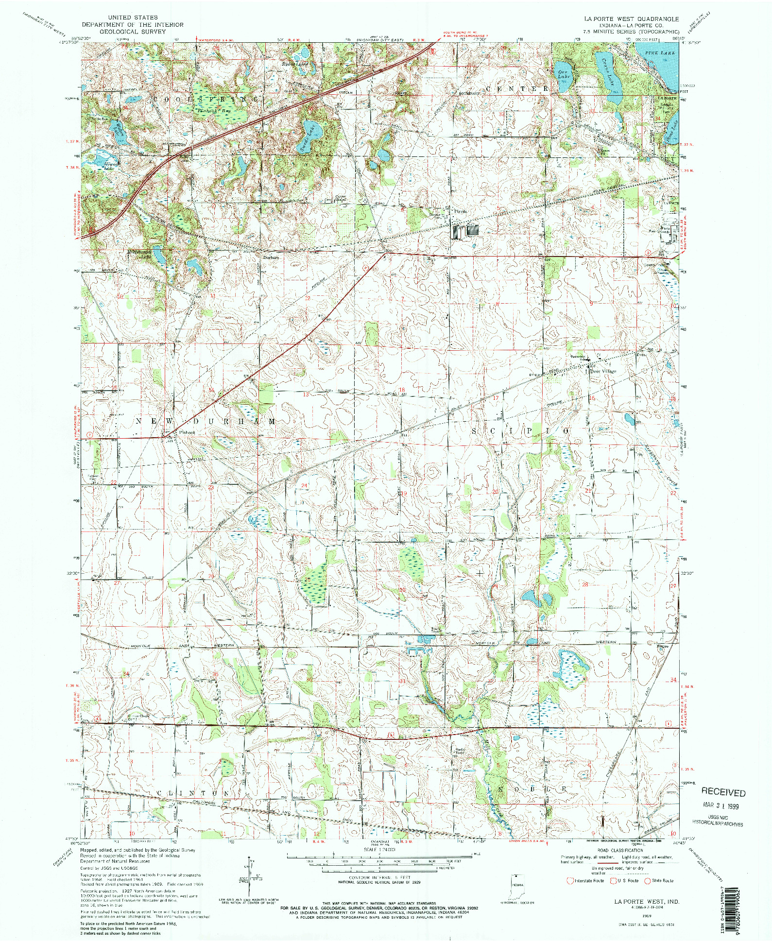 USGS 1:24000-SCALE QUADRANGLE FOR LA PORTE WEST, IN 1969
