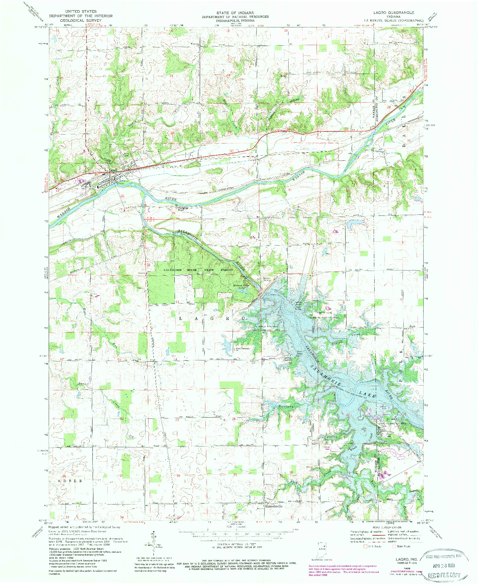 USGS 1:24000-SCALE QUADRANGLE FOR LAGRO, IN 1969