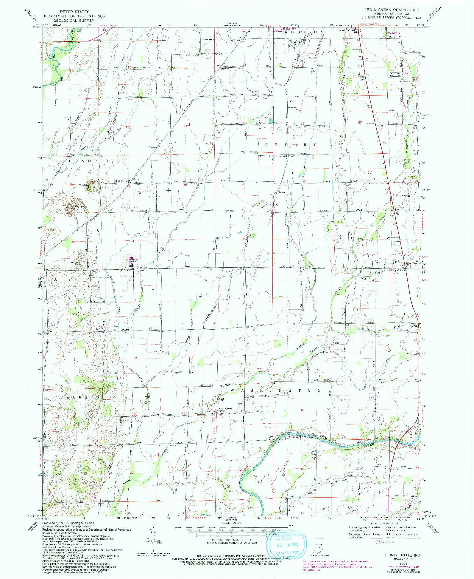 USGS 1:24000-SCALE QUADRANGLE FOR LEWIS CREEK, IN 1968