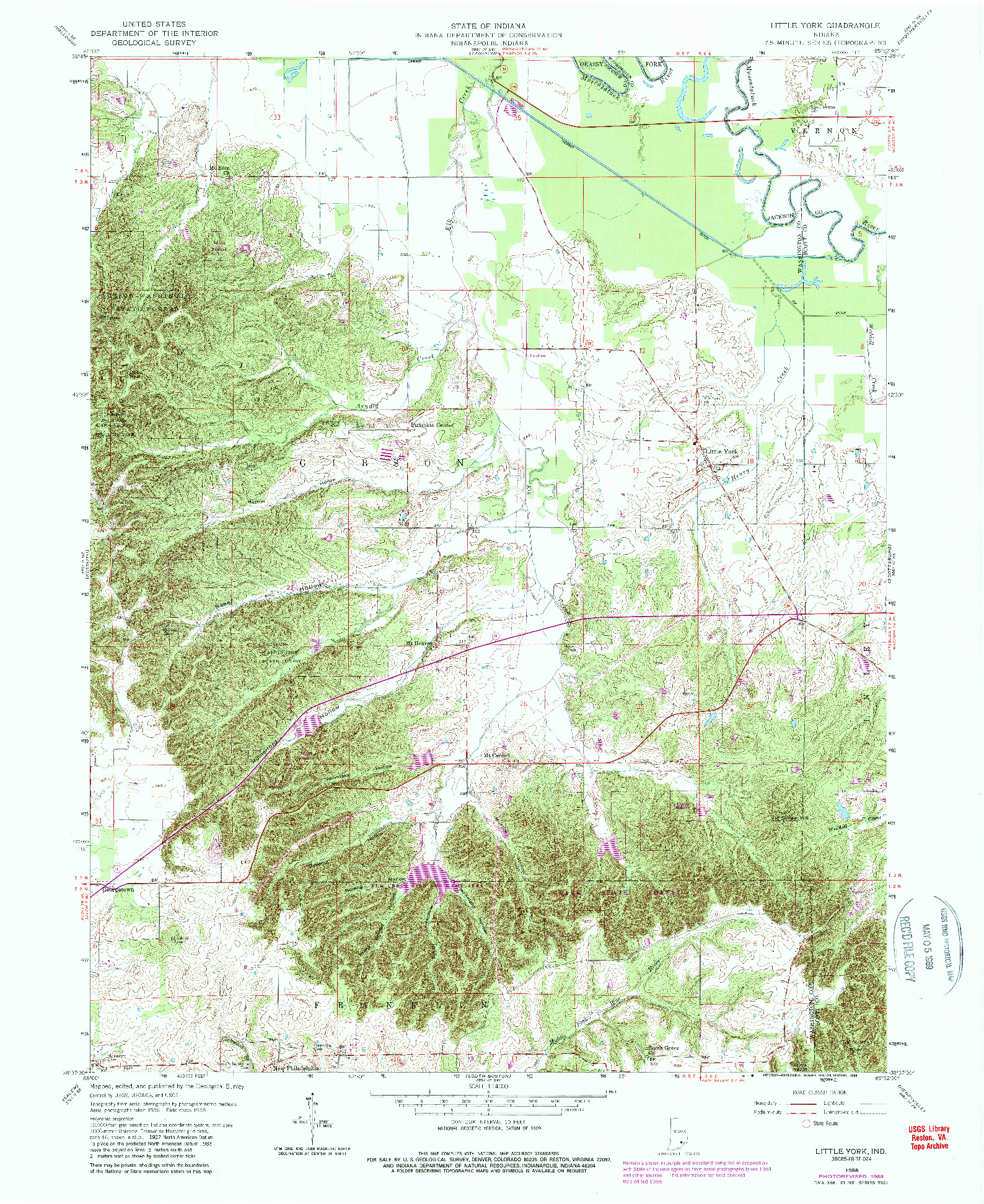 USGS 1:24000-SCALE QUADRANGLE FOR LITTLE YORK, IN 1958