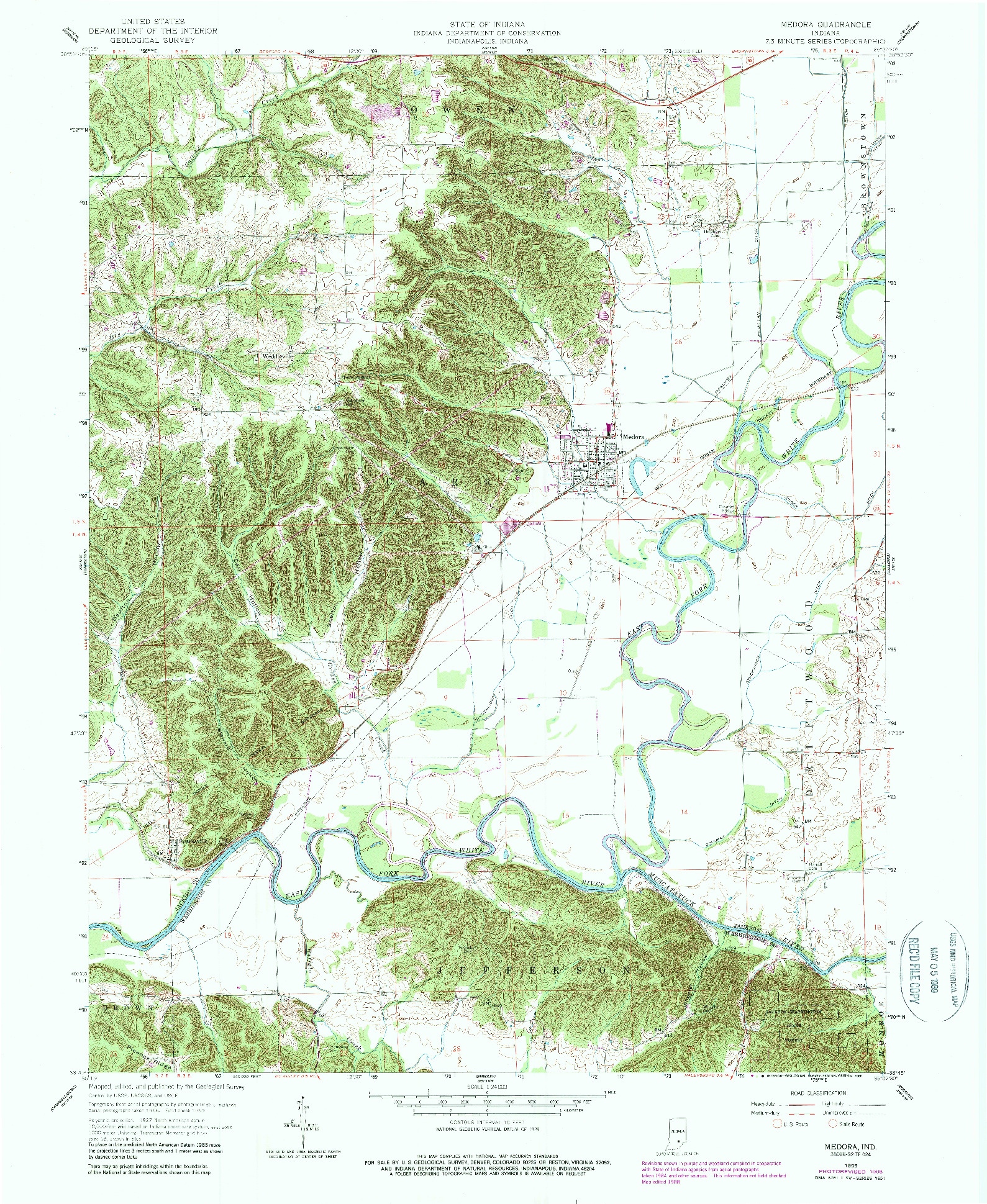 USGS 1:24000-SCALE QUADRANGLE FOR MEDORA, IN 1959