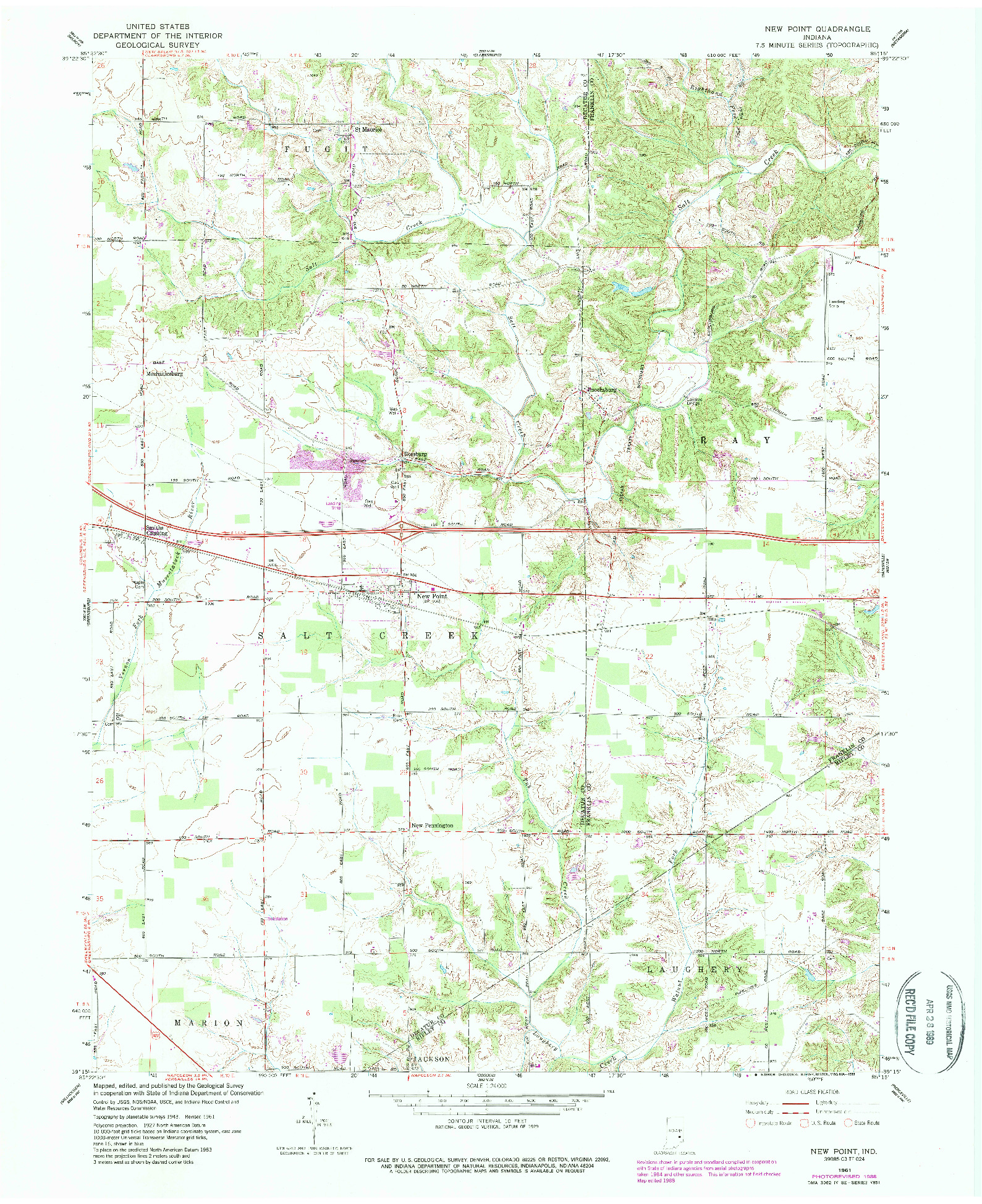 USGS 1:24000-SCALE QUADRANGLE FOR NEW POINT, IN 1961