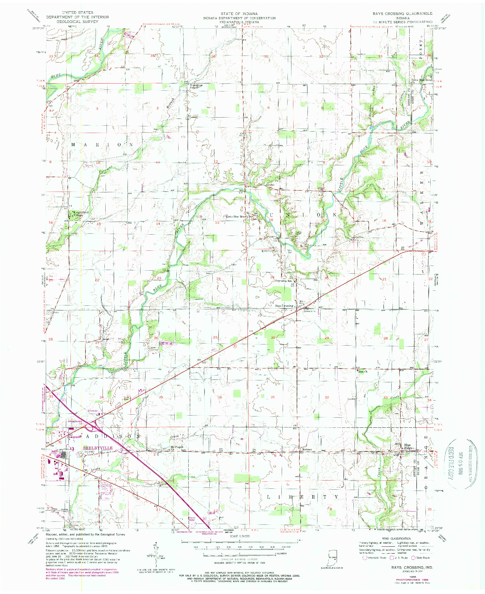USGS 1:24000-SCALE QUADRANGLE FOR RAYS CROSSING, IN 1956