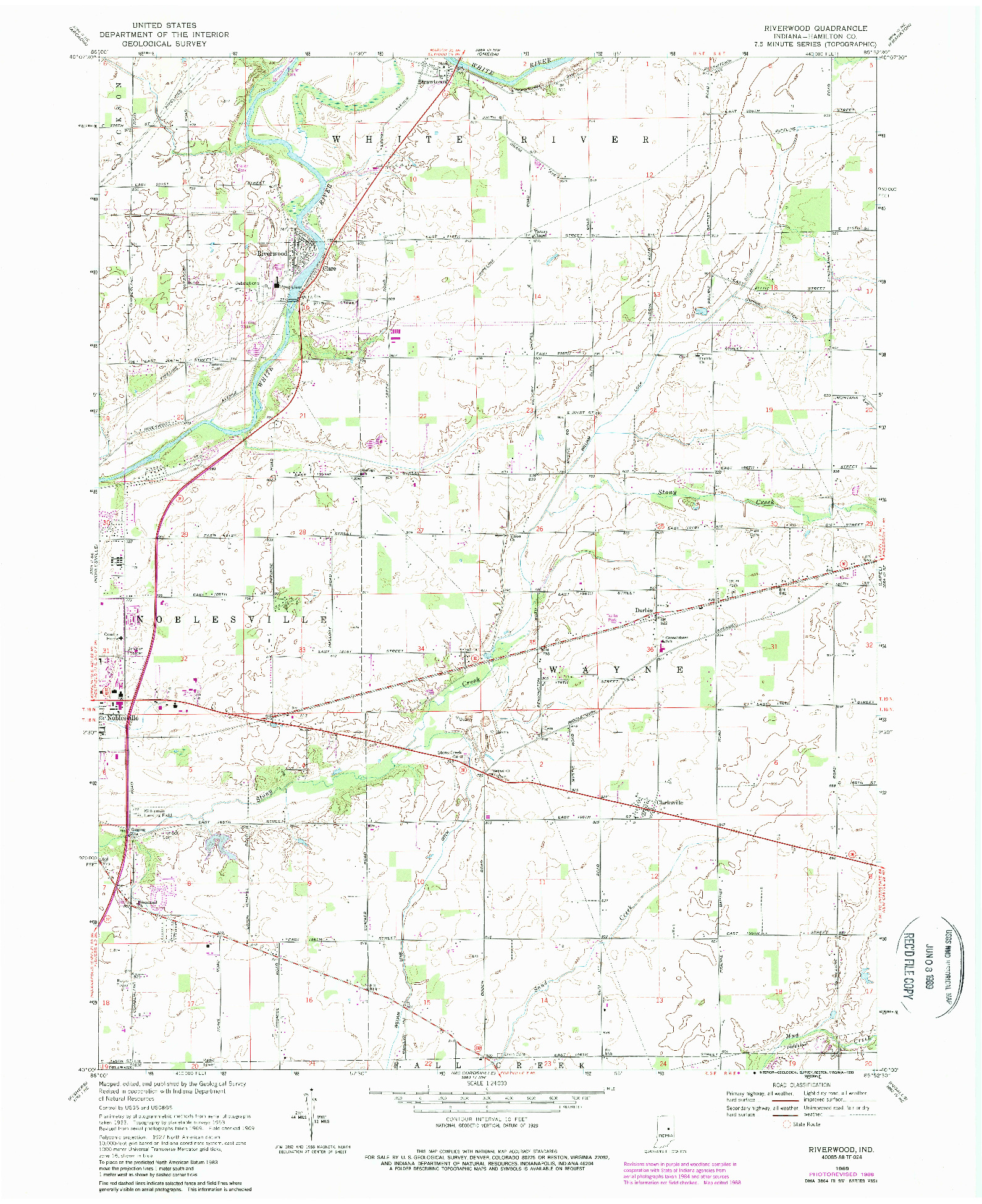 USGS 1:24000-SCALE QUADRANGLE FOR RIVERWOOD, IN 1969