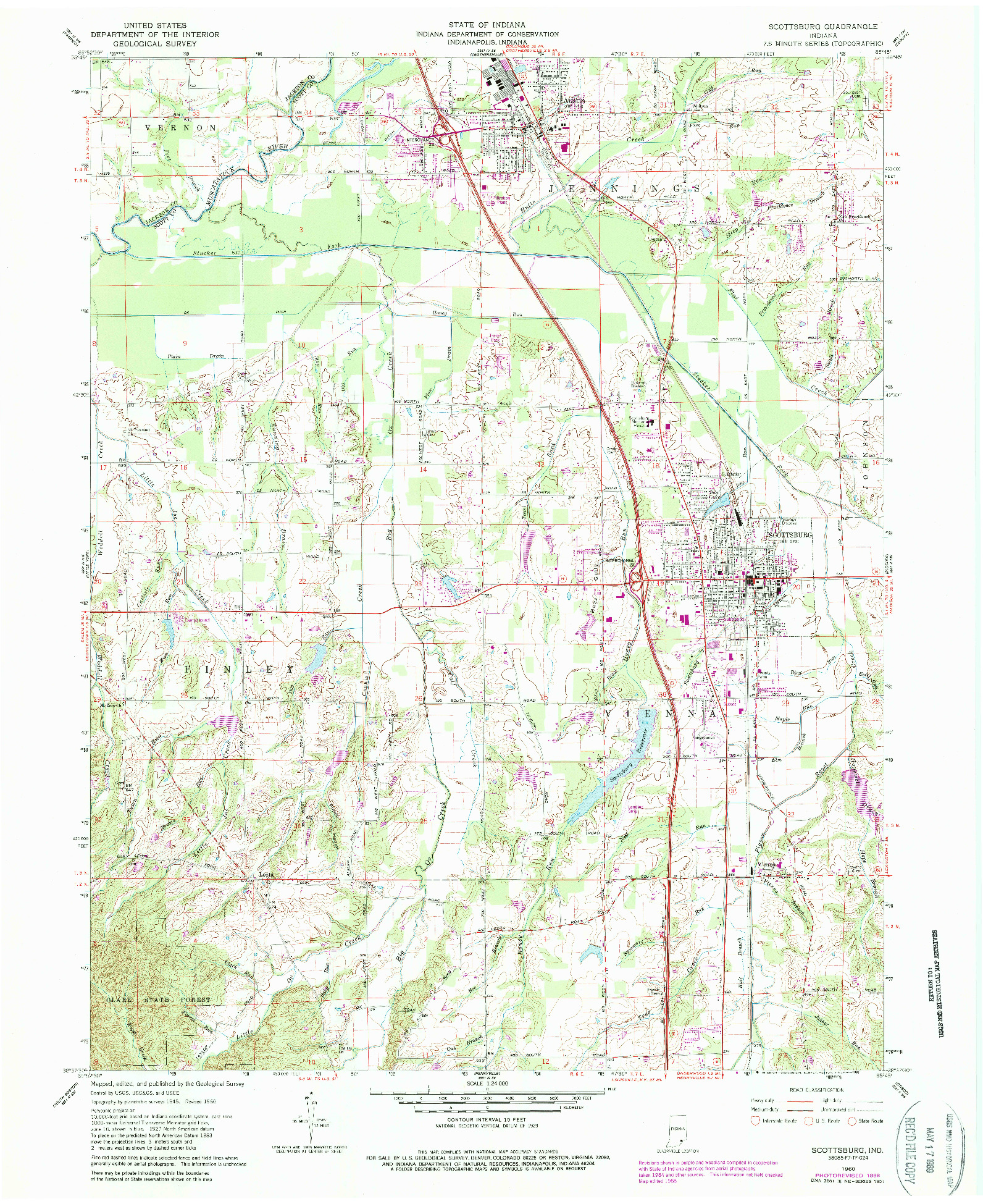 USGS 1:24000-SCALE QUADRANGLE FOR SCOTTSBURG, IN 1960