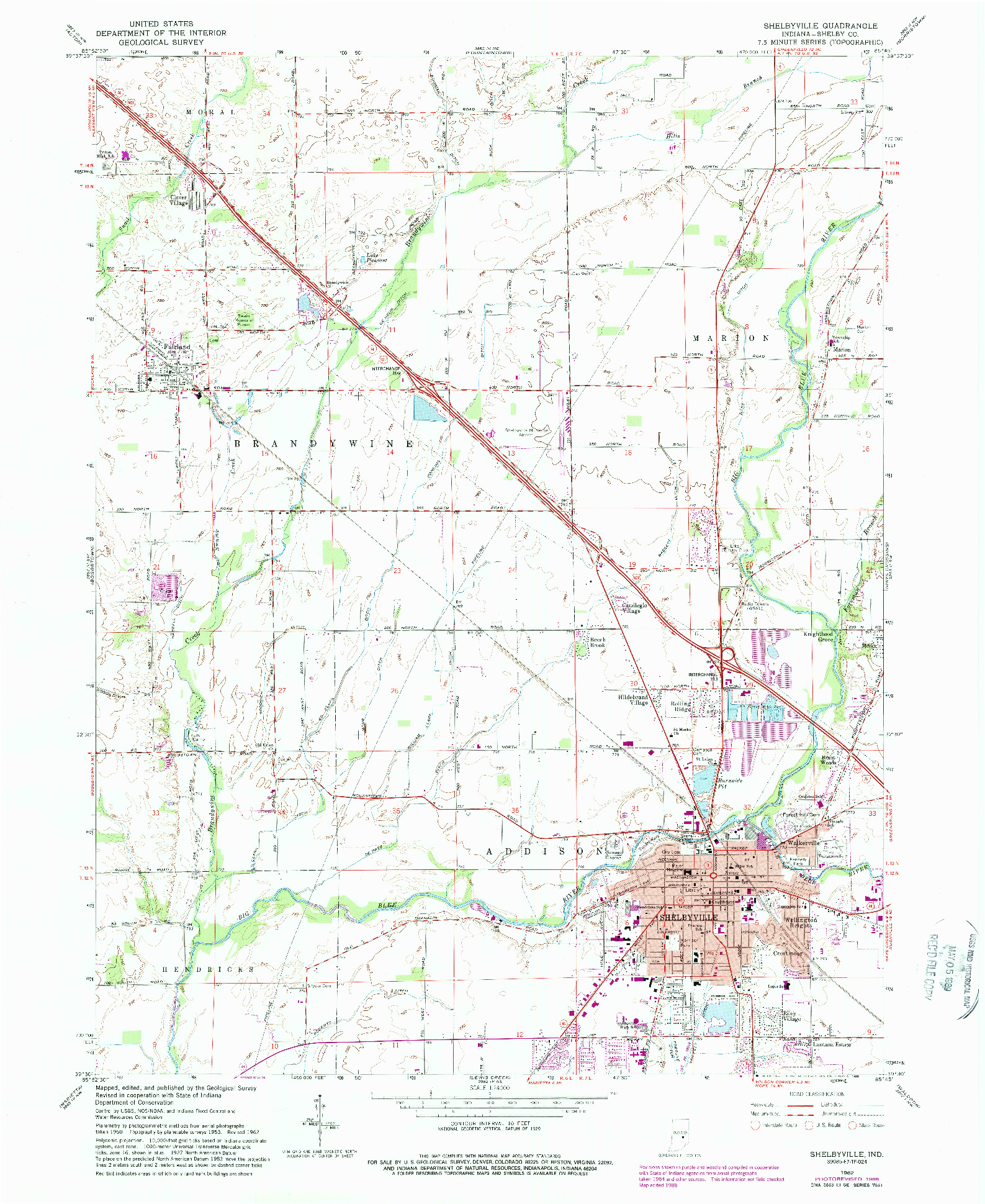 USGS 1:24000-SCALE QUADRANGLE FOR SHELBYVILLE, IN 1962